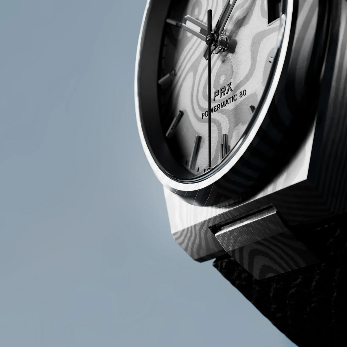 Tissot PRX Damascus Steel 38mm T137.807.96.081.00 — detail view