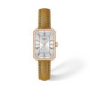 Silver dial · Brown strap