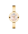 yellow mother-of-pearl Museum with crystal set dot · pale gold ionic-plated stainless steel bangle bracelet