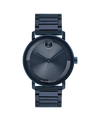 blue Museum with flat dot · blue ionic plated stainless steel link bracelet