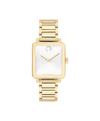 white Museum with flat dot · pale gold ionic plated stainless steel link bracelet