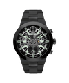 black and grey and Super-LuminNova® Natural GL and transparent skeleton with index · link bracelet black ionic plated stainless steel
