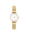 white with index Museum with concave dot · mesh bracelet light yellow gold ionic plated stainless steel