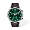 Green dial · Brown strap