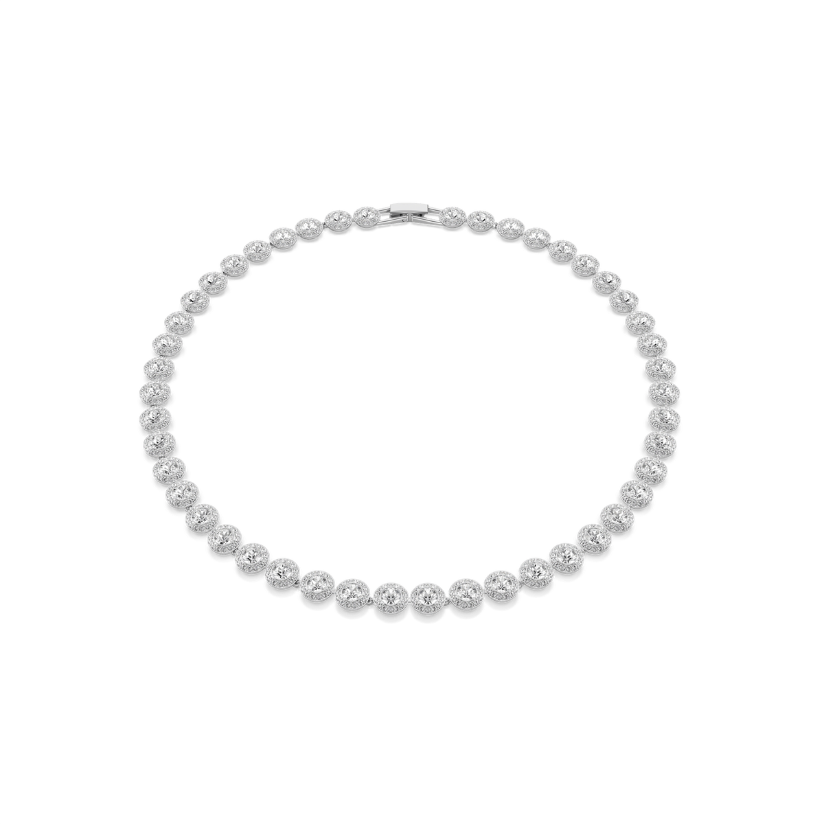Una Angelic necklace, Round cut, Medium, White, Rhodium plated