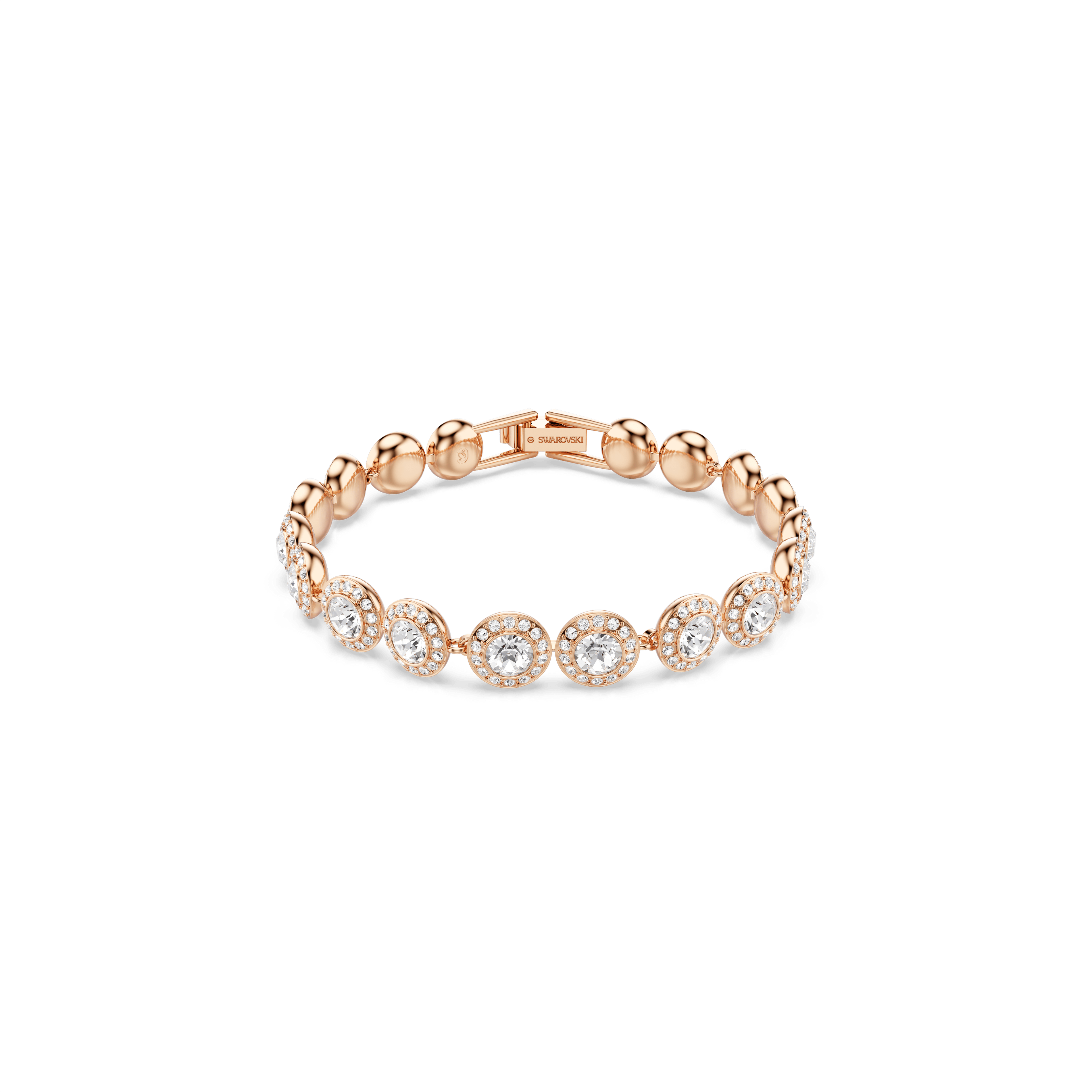 Swarovski Una Angelic bracelet, Round cut, Pavé, Medium, White, 18K rose gold finish — article 5240513