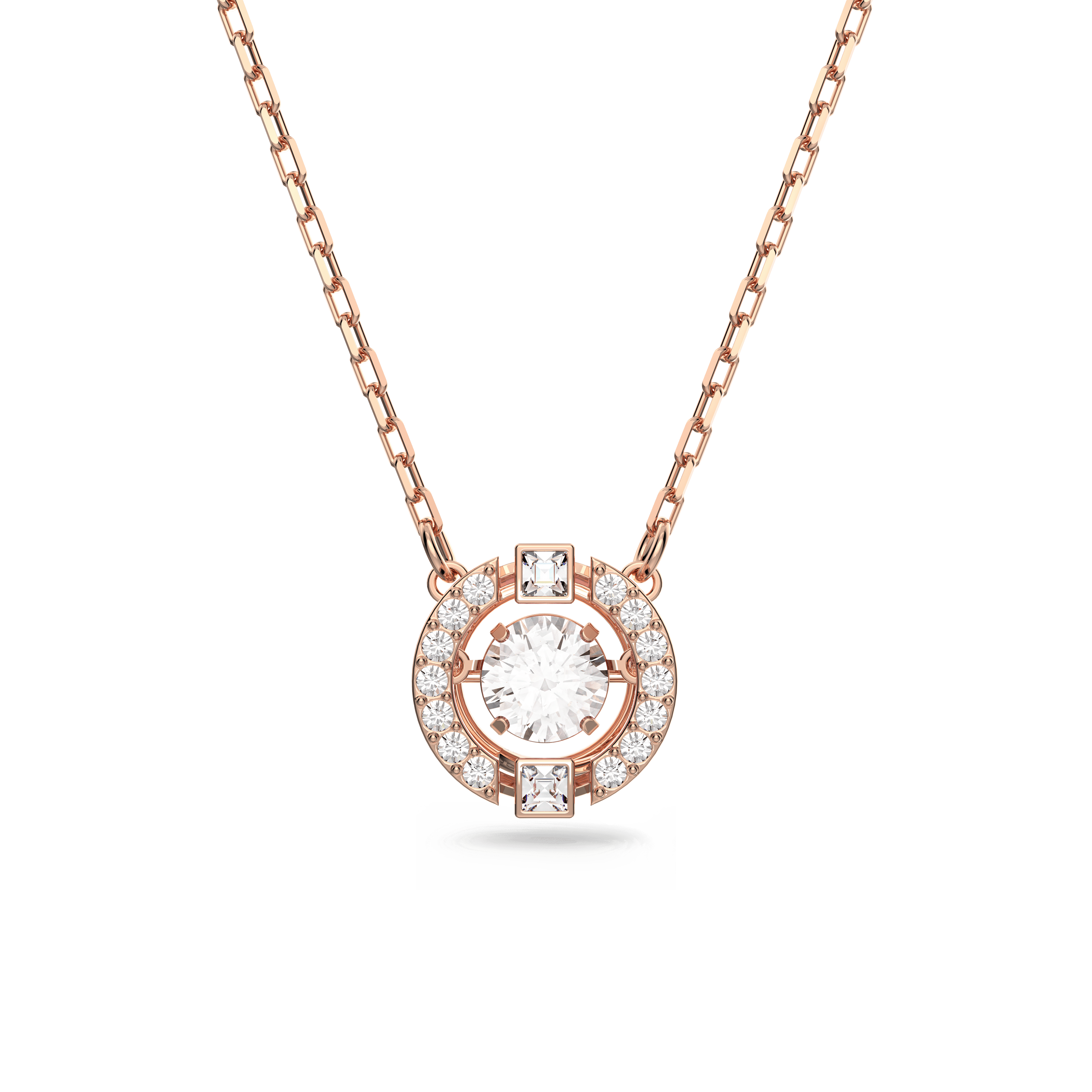 Swarovski Una necklace, Round cut, White, 18K rose gold finish — article 5272364