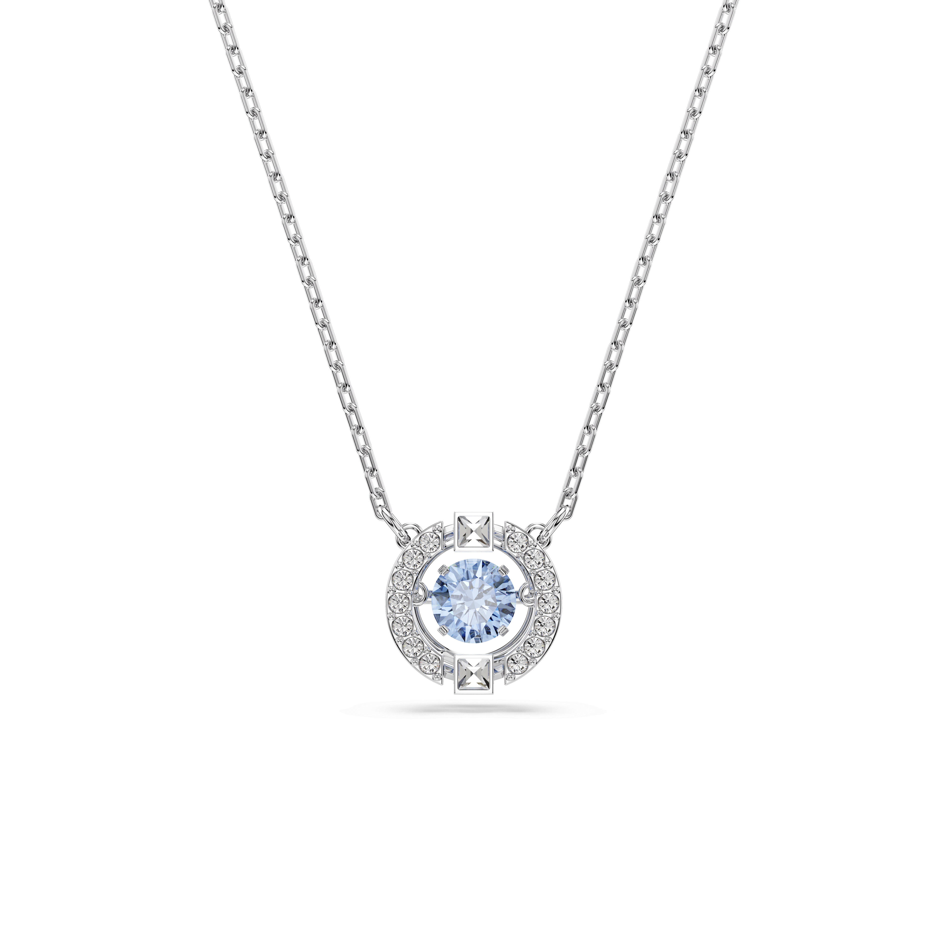 Swarovski Una necklace, Round cut, Blue, Rhodium plated — article 5279425