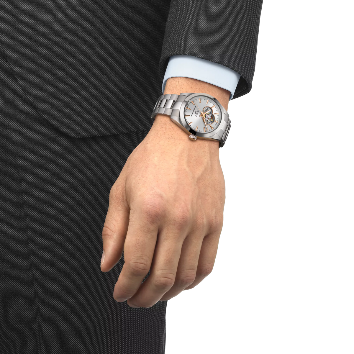 Tissot Gentleman Open Heart 40mm T127.407.11.031.01 — detail view