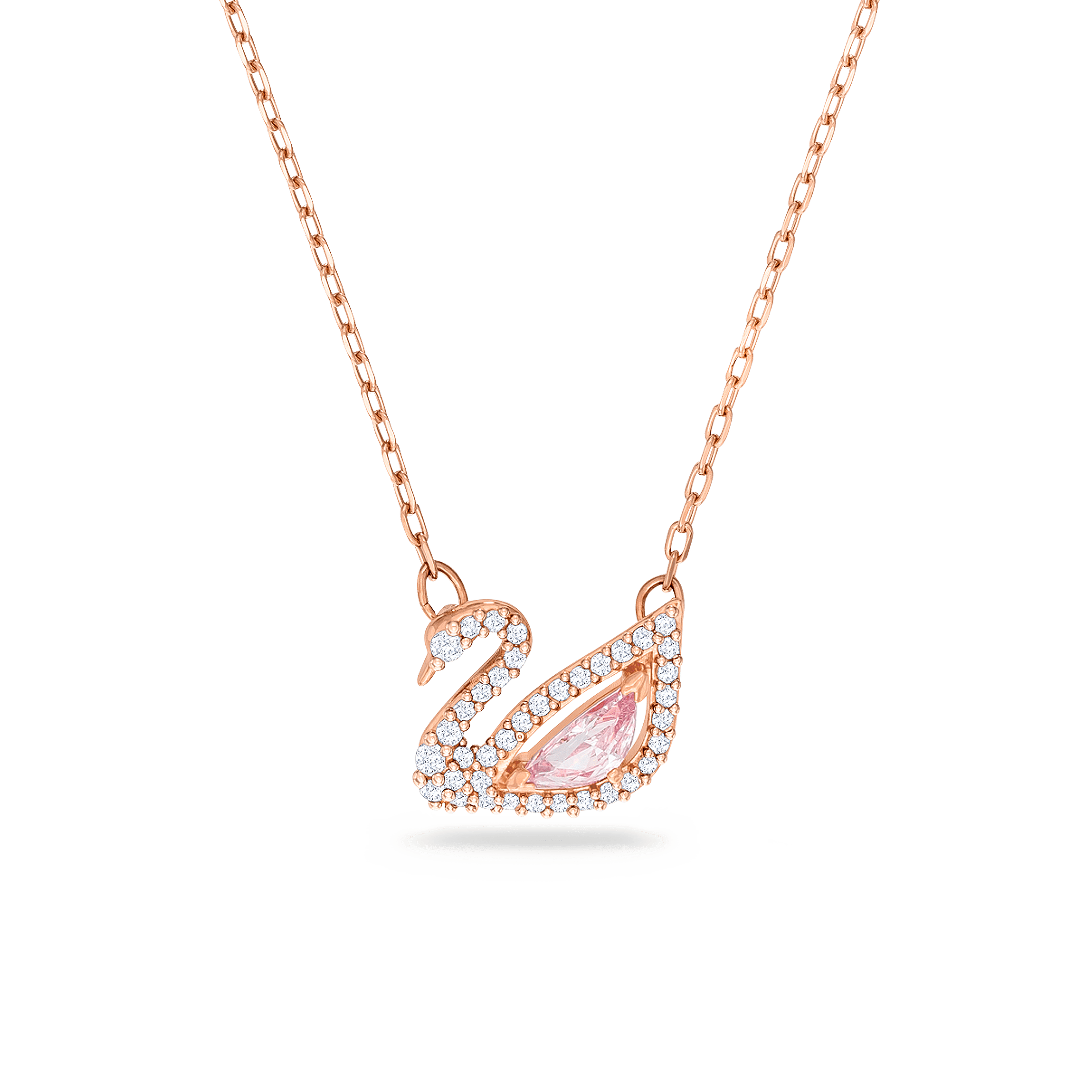 Swarovski Swan necklace, Swan, Pink, 18K rose gold finish — article 5469989