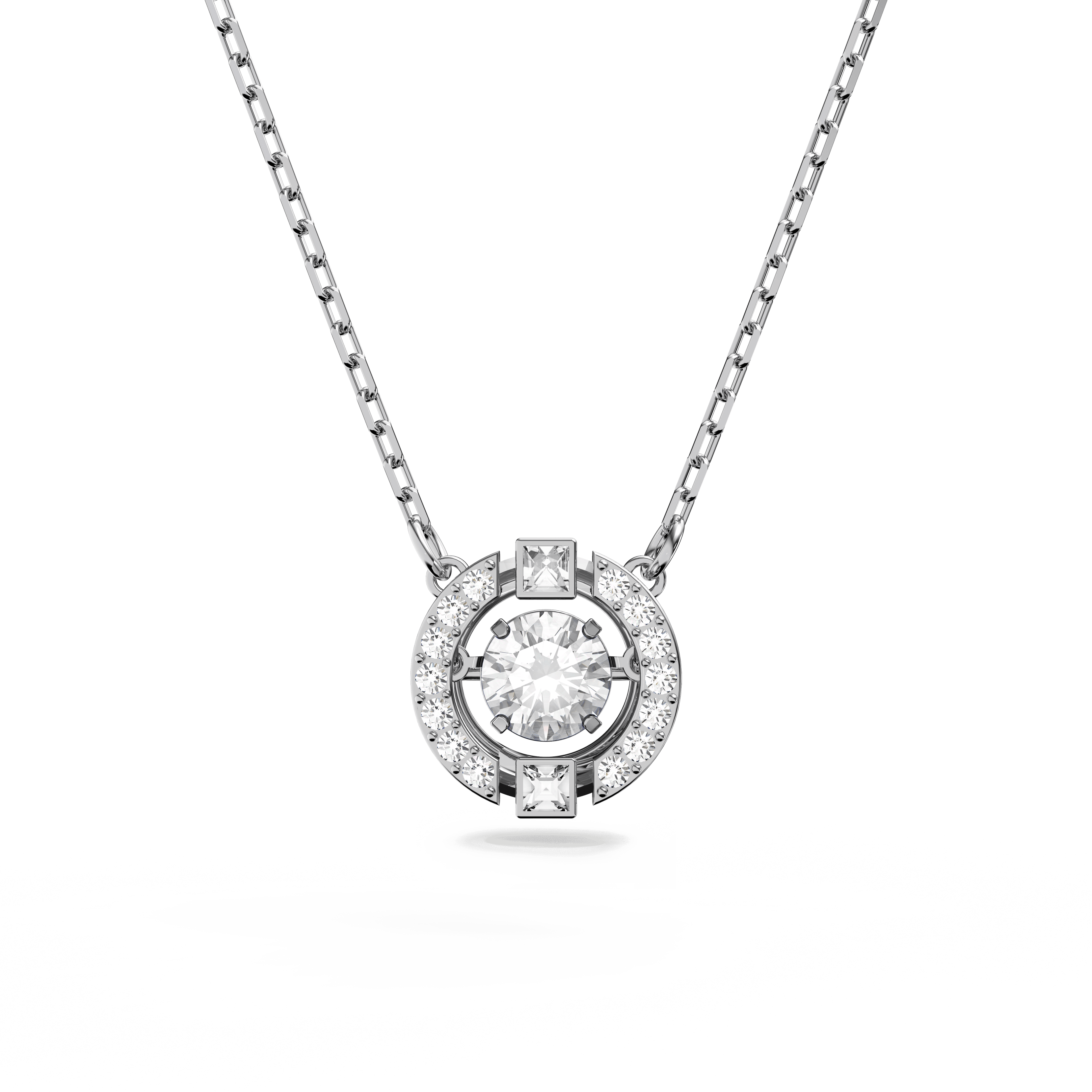 Swarovski Una necklace, Round cut, White, Rhodium plated — article 5492234