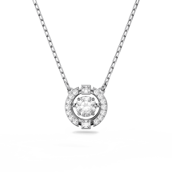 Una necklace, Round cut, White, Rhodium plated — article 5492234