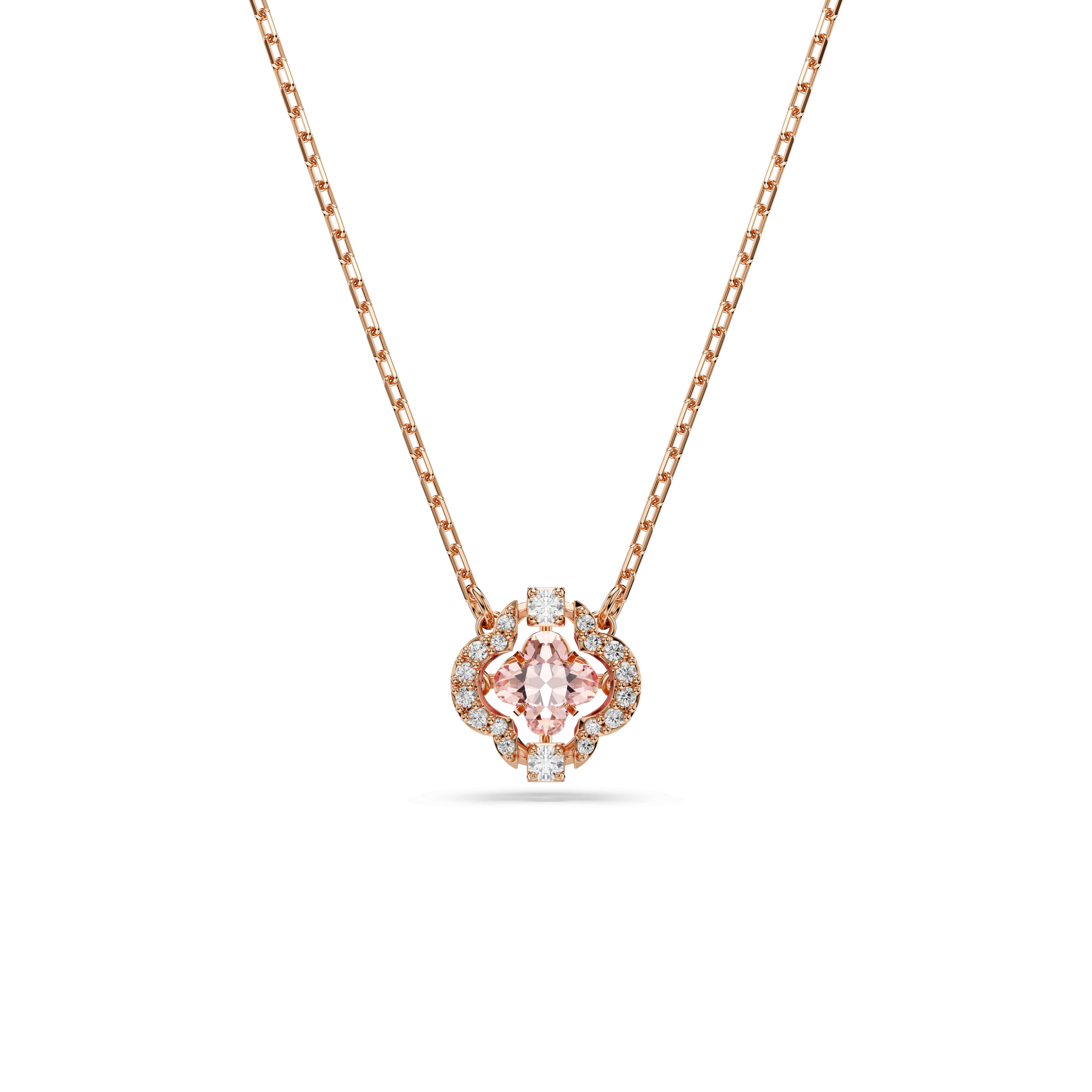 Swarovski Una necklace, Clover, Pink, 18K rose gold finish — article 5514488