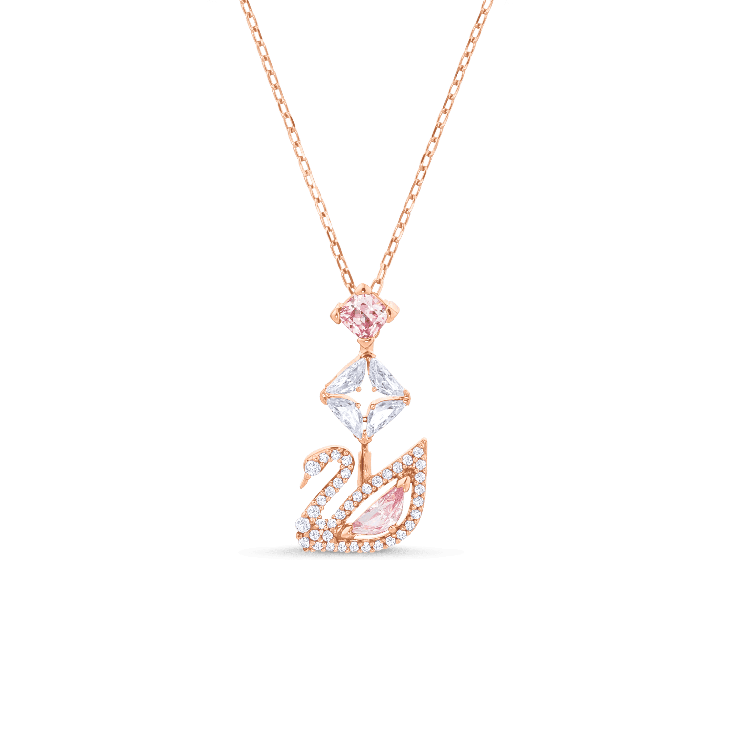 Swarovski Swan necklace, Swan, Pink, 18K rose gold finish — article 5517626
