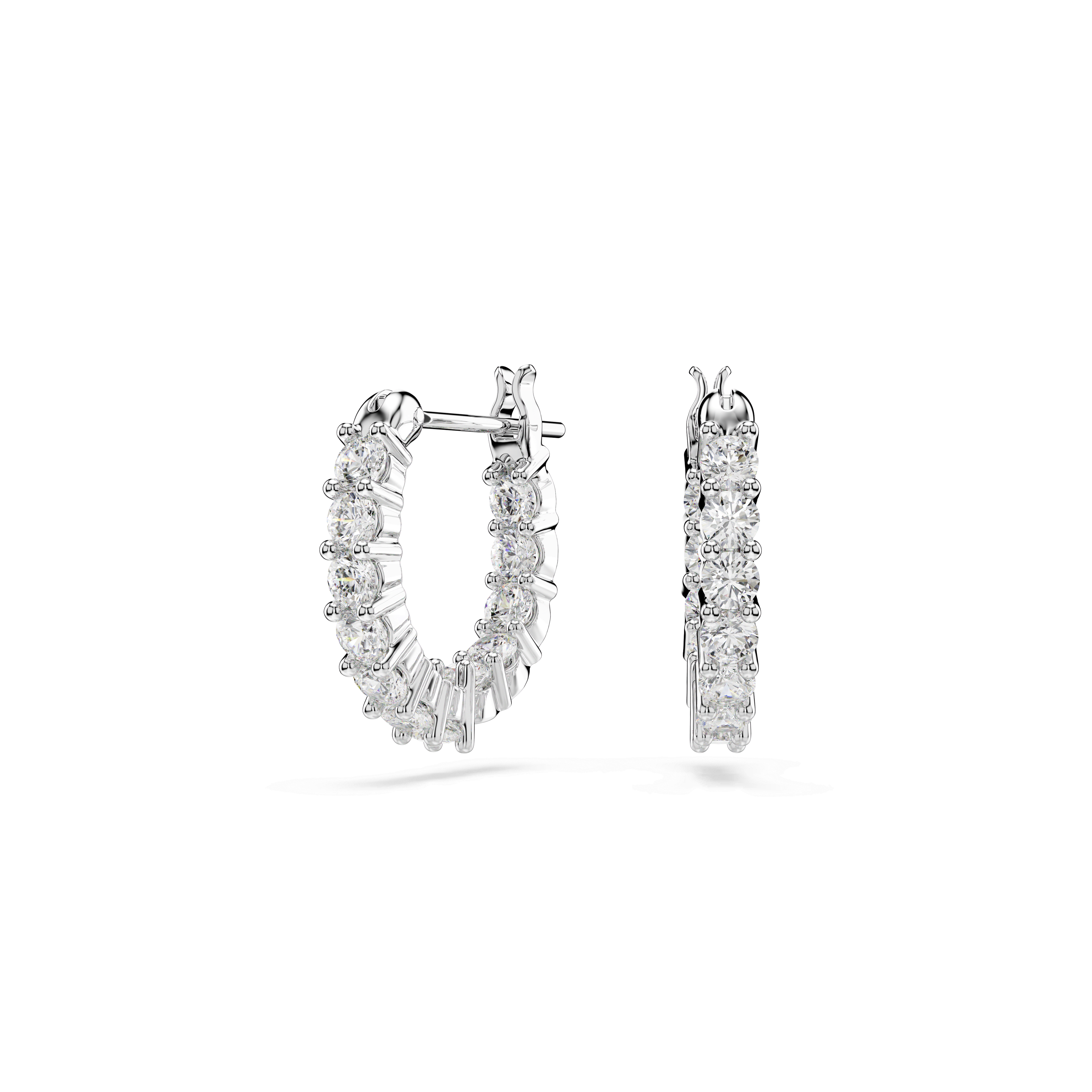 Swarovski Matrix Vittore hoop earrings, Round cut, White, Rhodium plated — article 5562126