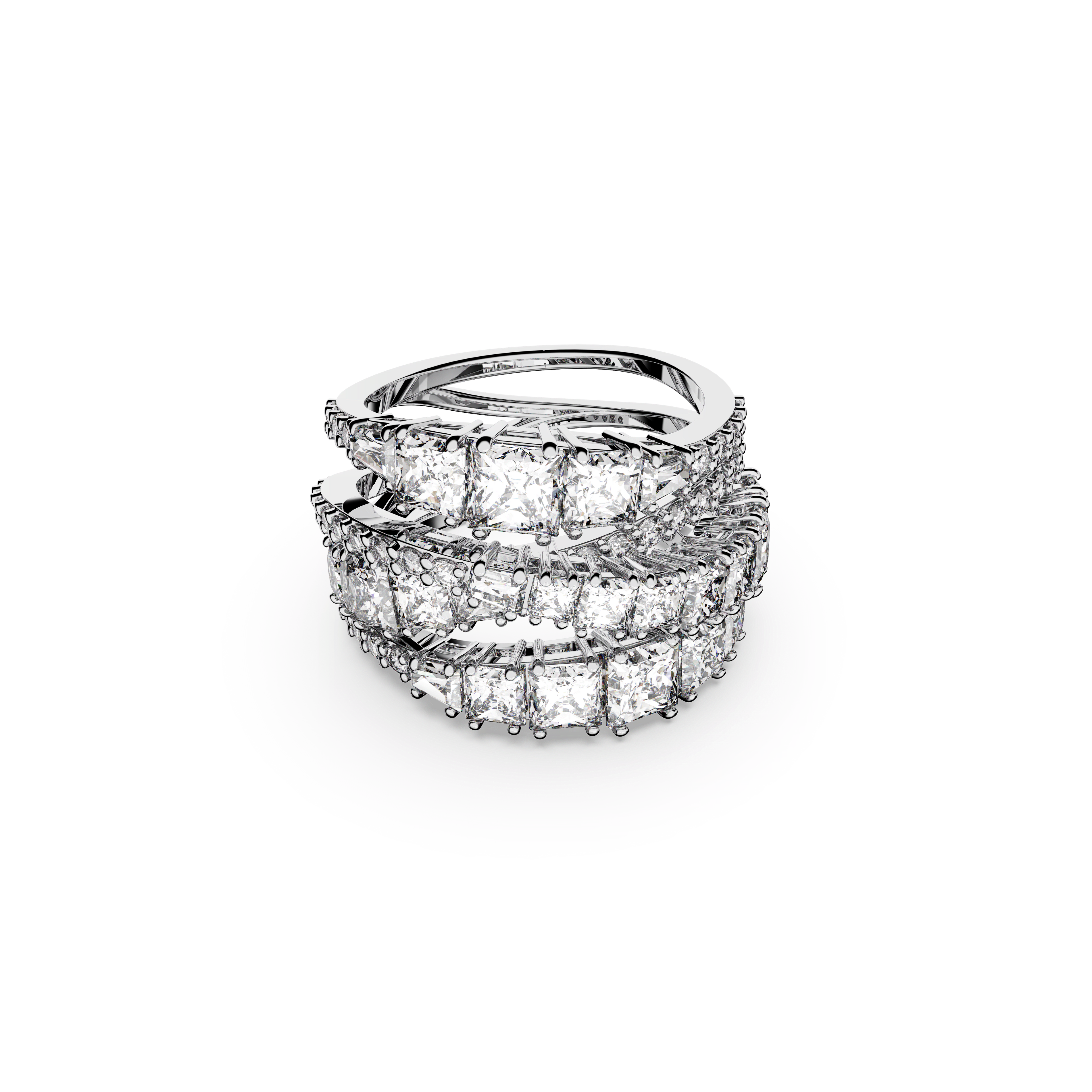 Swarovski Hyperbola ring, Mixed cuts, White, Rhodium plated — article 5584656
