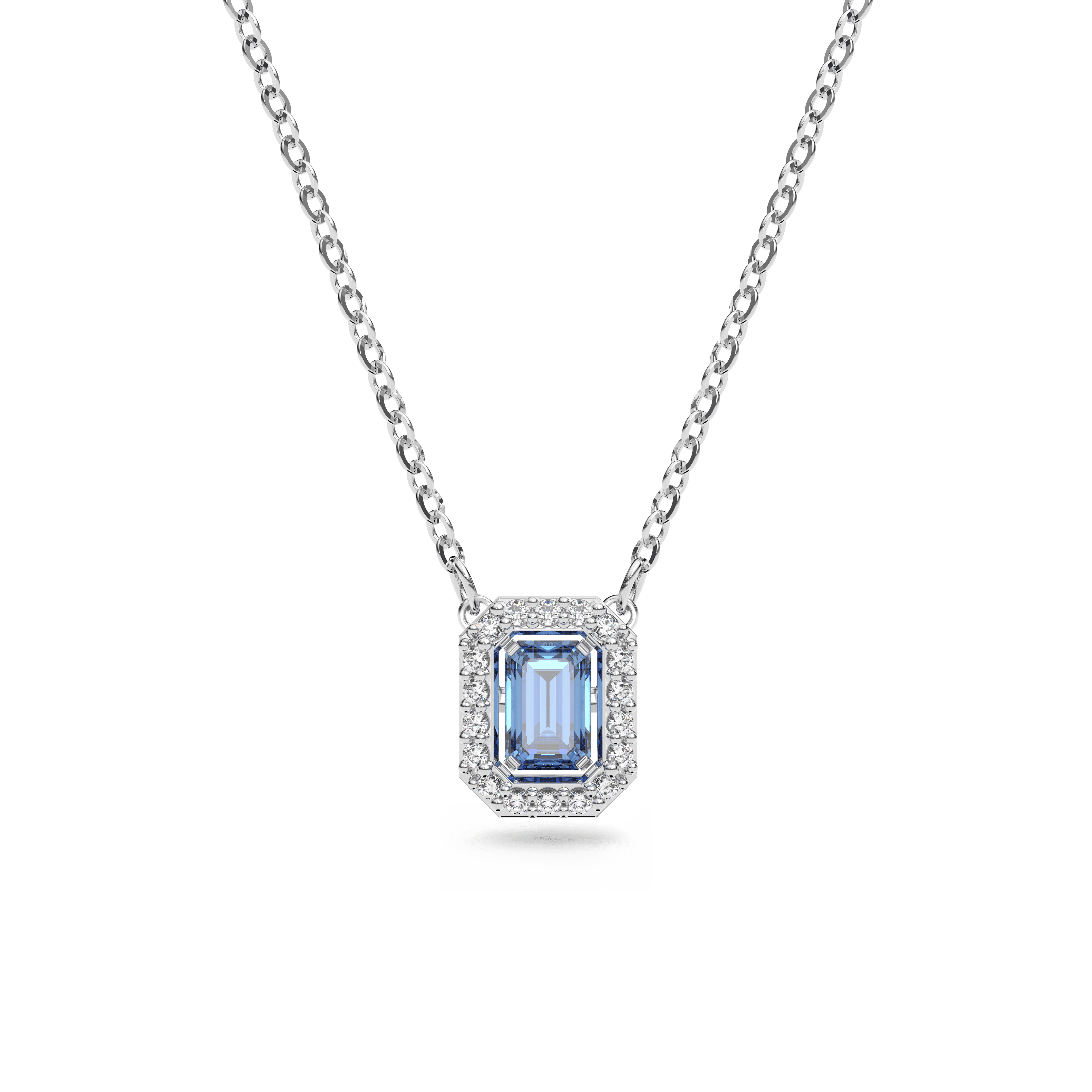 Swarovski Una necklace, Octagon cut, Blue, Rhodium plated — article 5614926