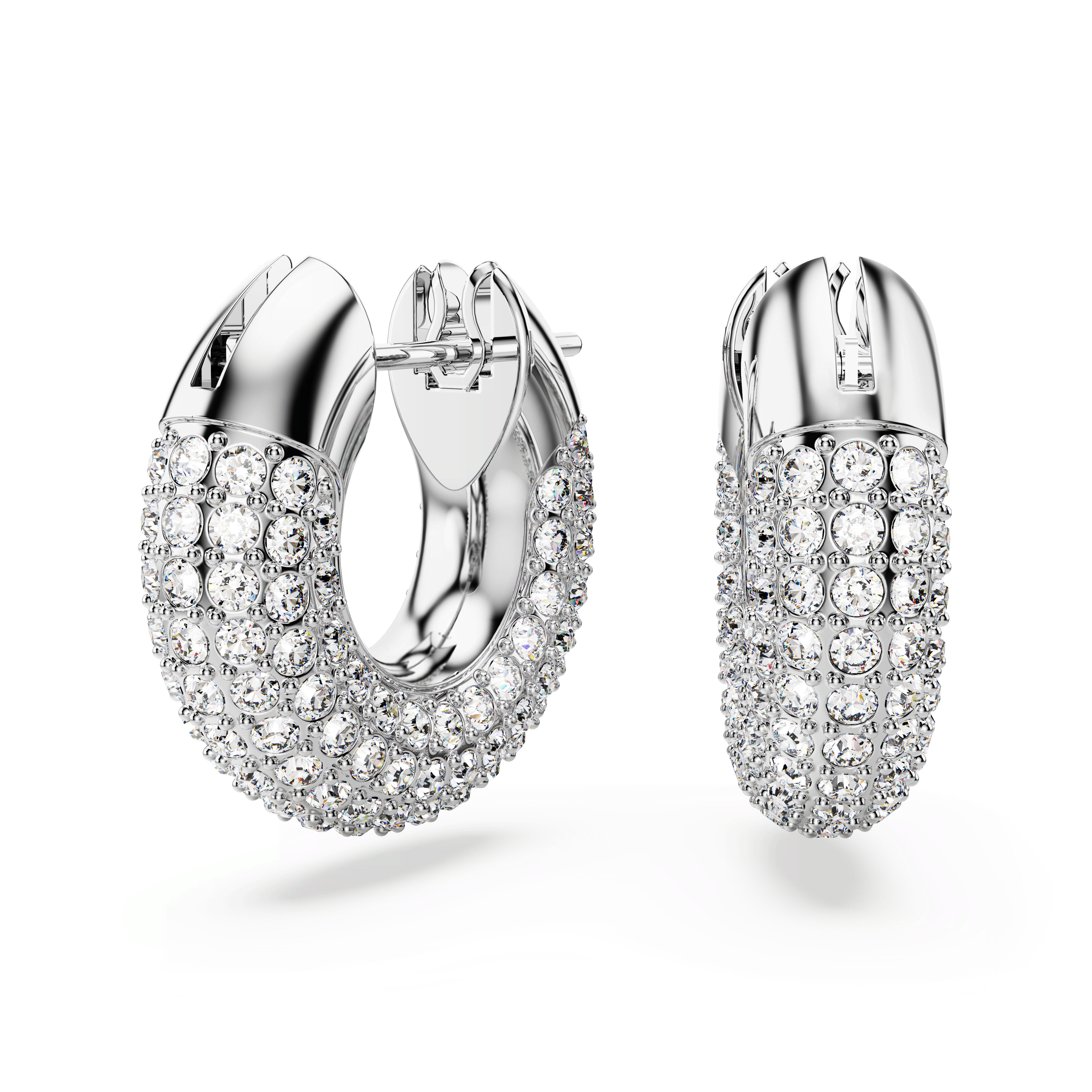 Swarovski Dextera hoop earrings, Small, White, Rhodium plated — article 5618306