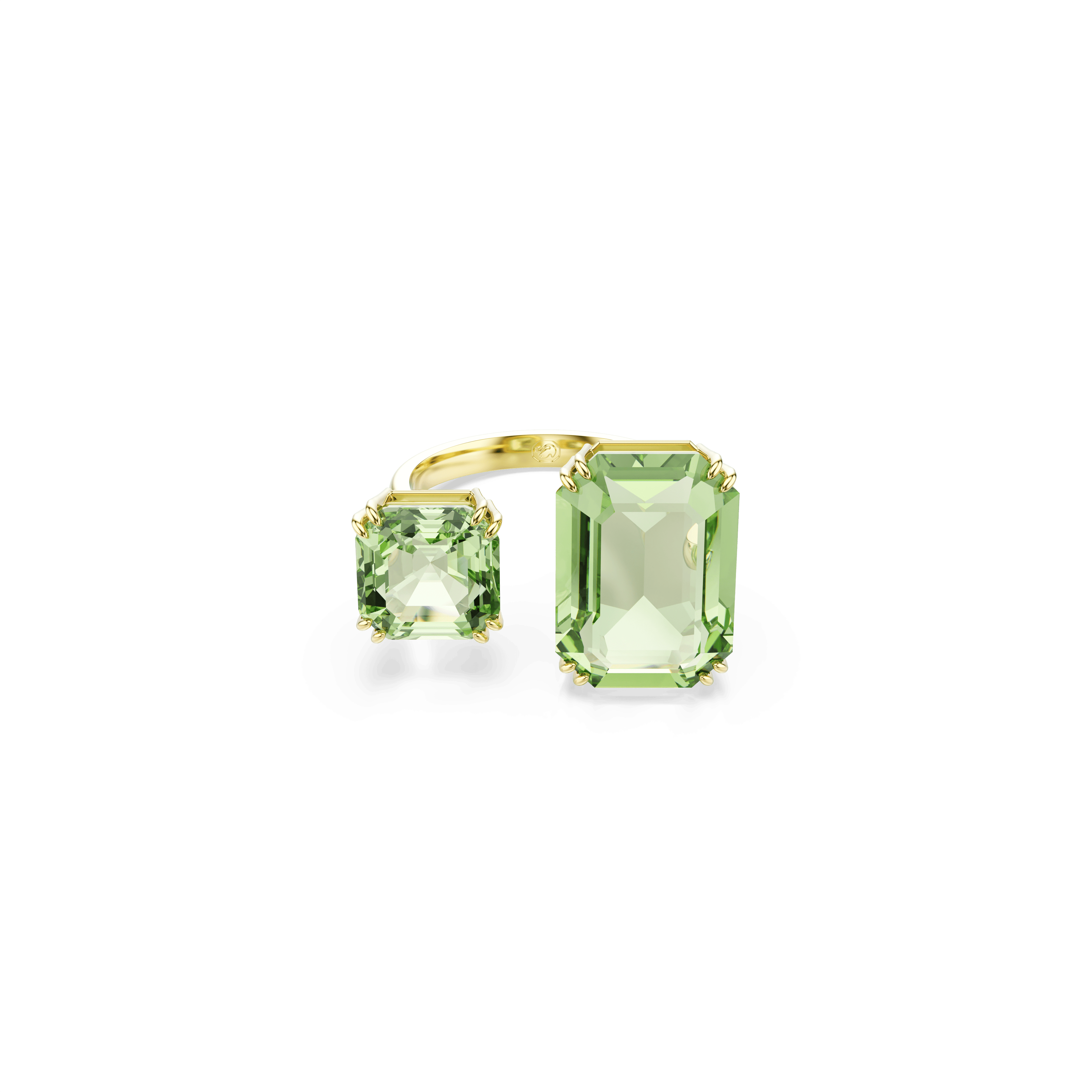 Swarovski Millenia open ring, Octagon cut, Green, 18K gold finish — article 5619628