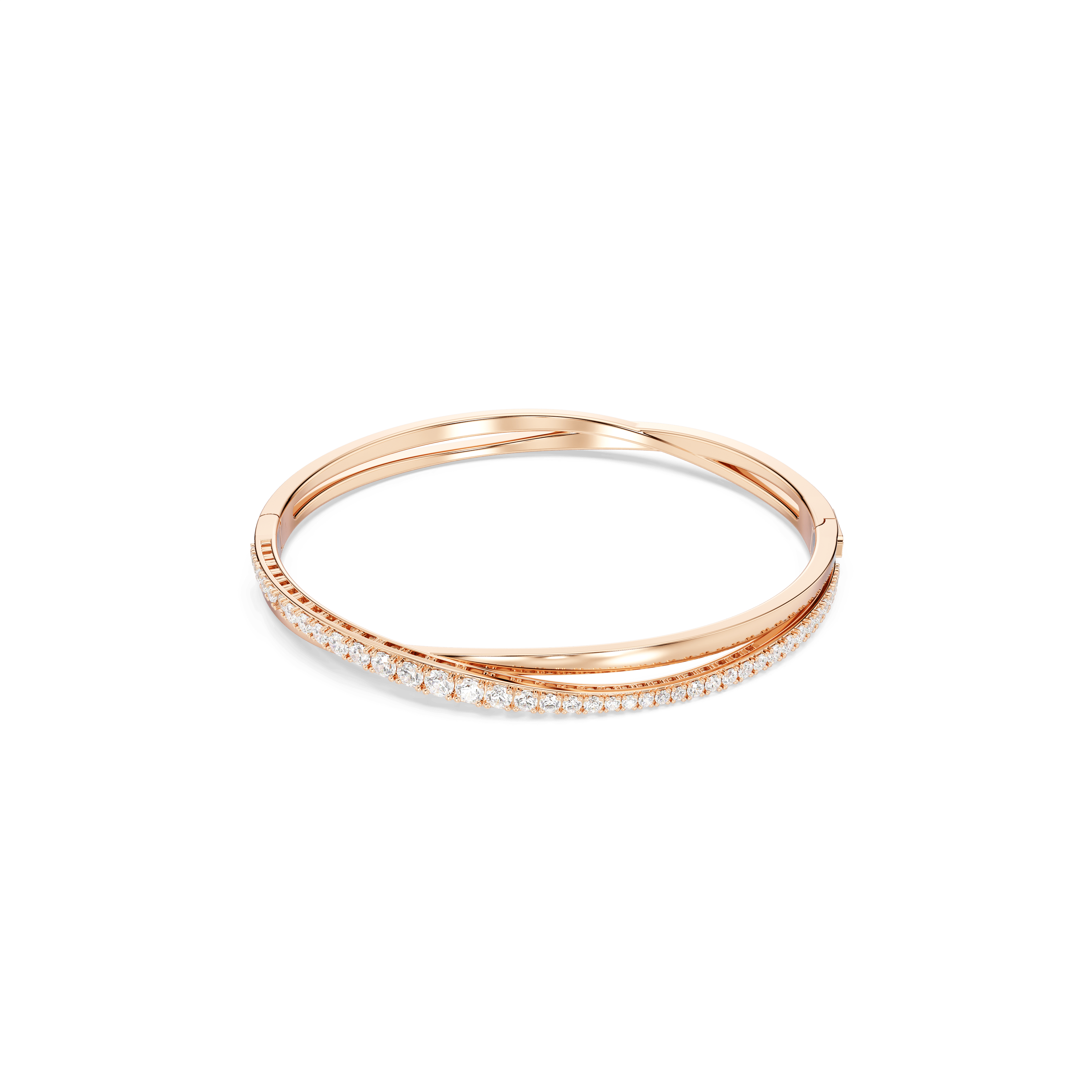 Swarovski Hyperbola bangle, White, 18K rose gold finish — article 5620552