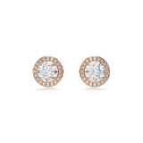 Una Angelic stud earrings, Round cut, Pavé, White, 18K rose gold finish — article 5636275