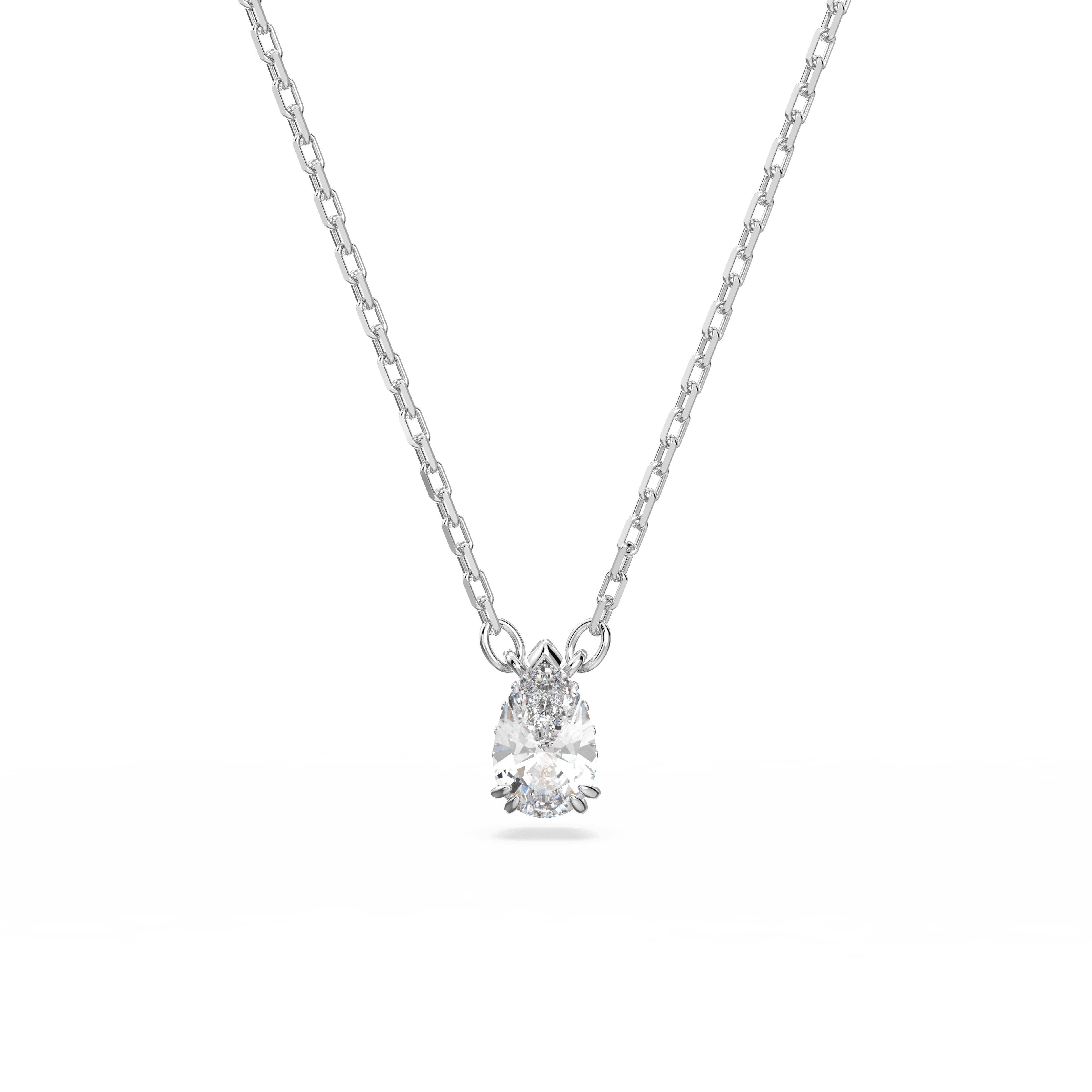 Swarovski Stilla pendant, Pear cut, White, Rhodium plated — article 5636708