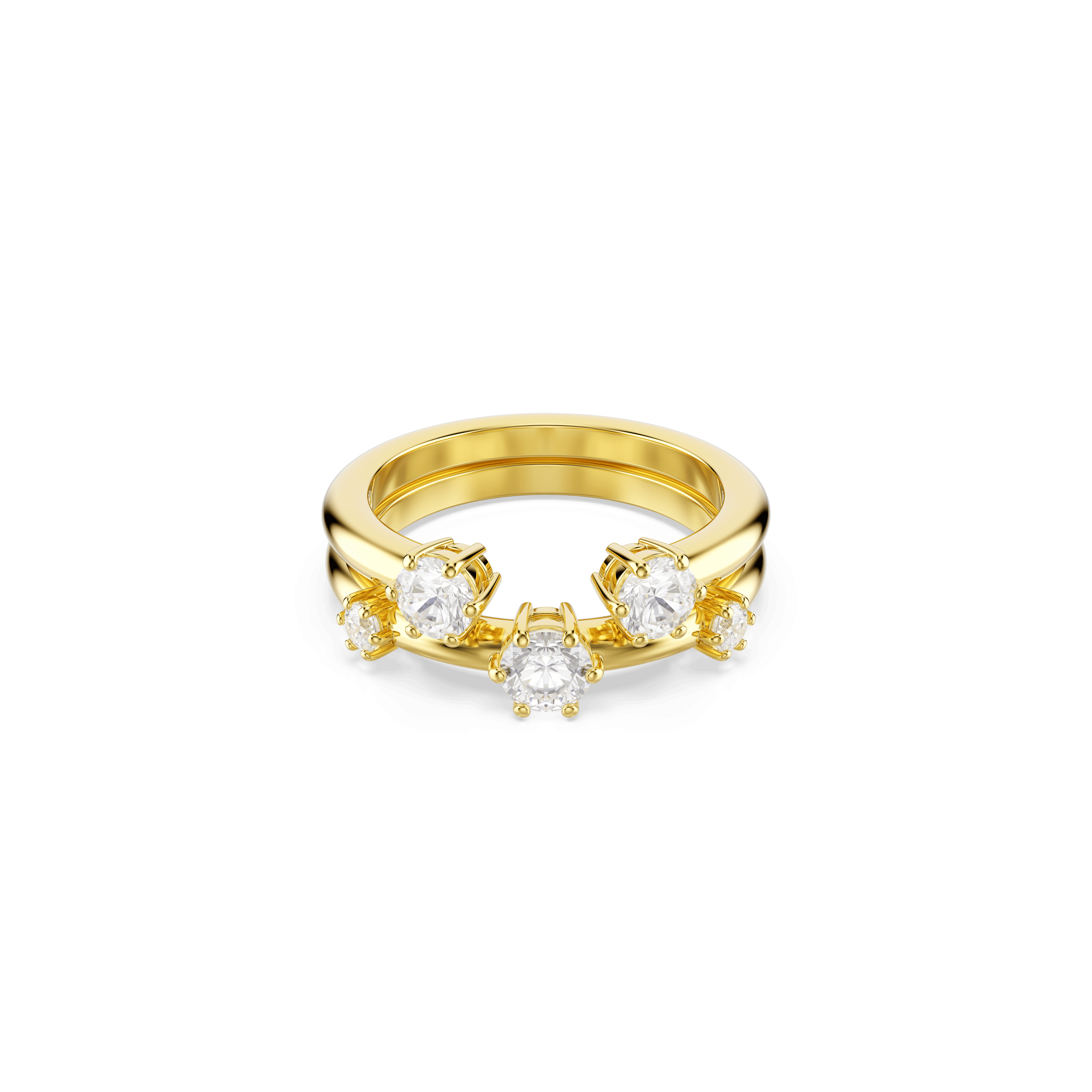 Swarovski Constella ring, Set (2), Round cut, White, 18K gold finish — article 5640967