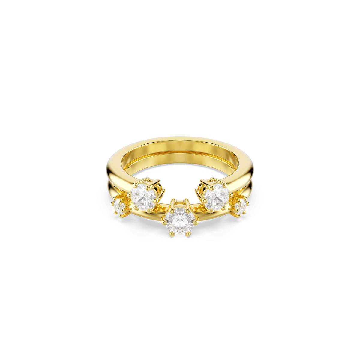 Constella ring, Set (2), Round cut, White, 18K gold finish
