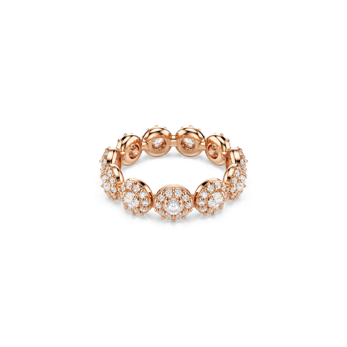 Una Angelic ring, Round cut, White, 18K rose gold finish