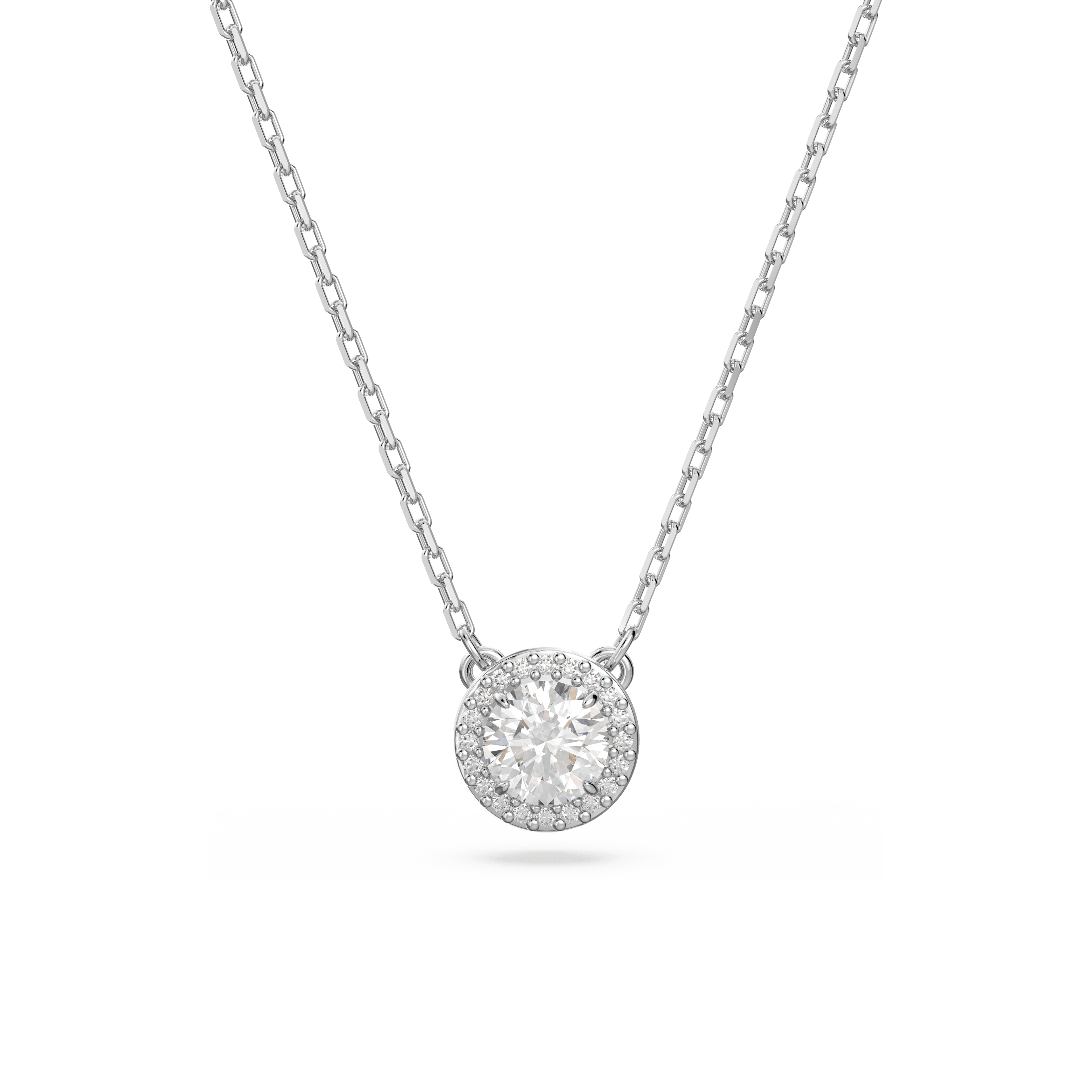 Swarovski Una Angelic pendant, Round cut, Pavé, White, Rhodium plated — article 5648986