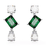 Mesmera drop earrings, Mixed cuts, Green, Rhodium plated — article 5665878