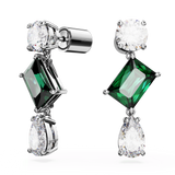 Mesmera drop earrings, Mixed cuts, Green, Rhodium plated — article 5665878
