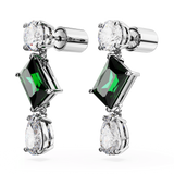 Mesmera drop earrings, Mixed cuts, Green, Rhodium plated — article 5665878