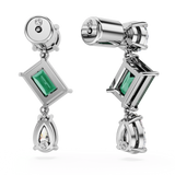 Mesmera drop earrings, Mixed cuts, Green, Rhodium plated — article 5665878
