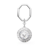 Key ring, Round cut, White, Rhodium plated — article 5669119