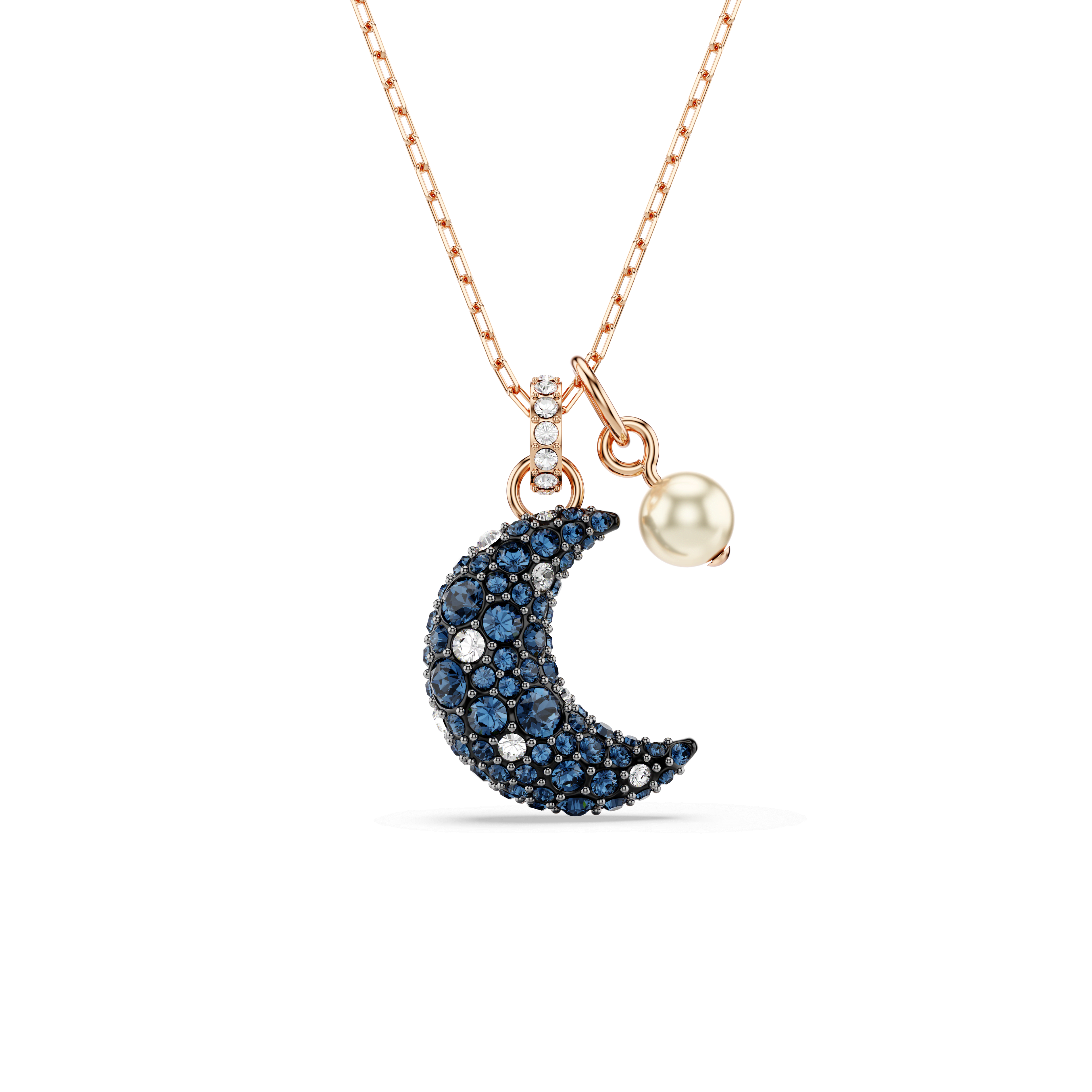 Swarovski Sublima pendant, Crystal pearl, Moon, Multicolored, 18K rose gold finish — article 5671585