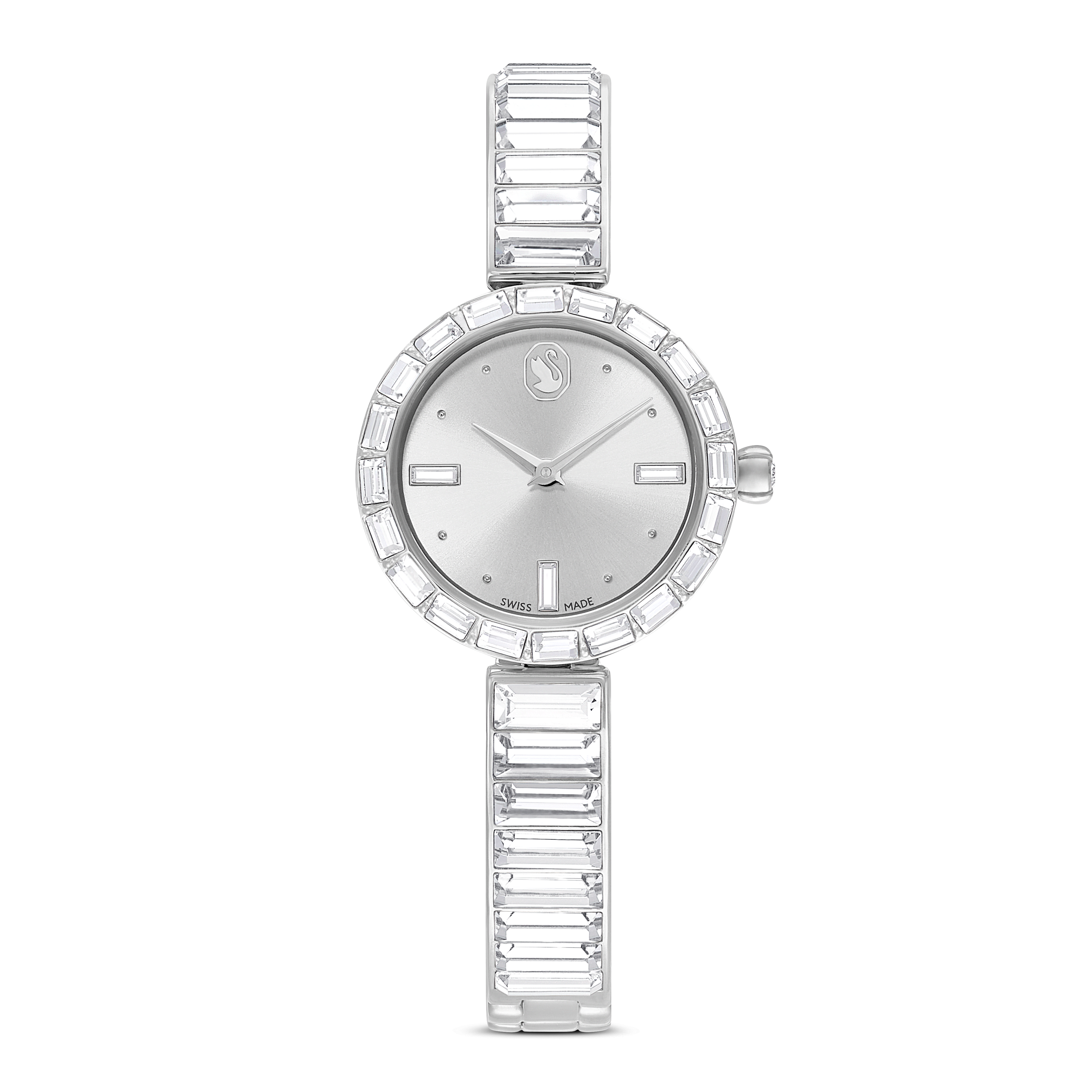 Swarovski Matrix bangle watch, Swiss Made, Crystal bracelet, White, Stainless Steel — article 5677487