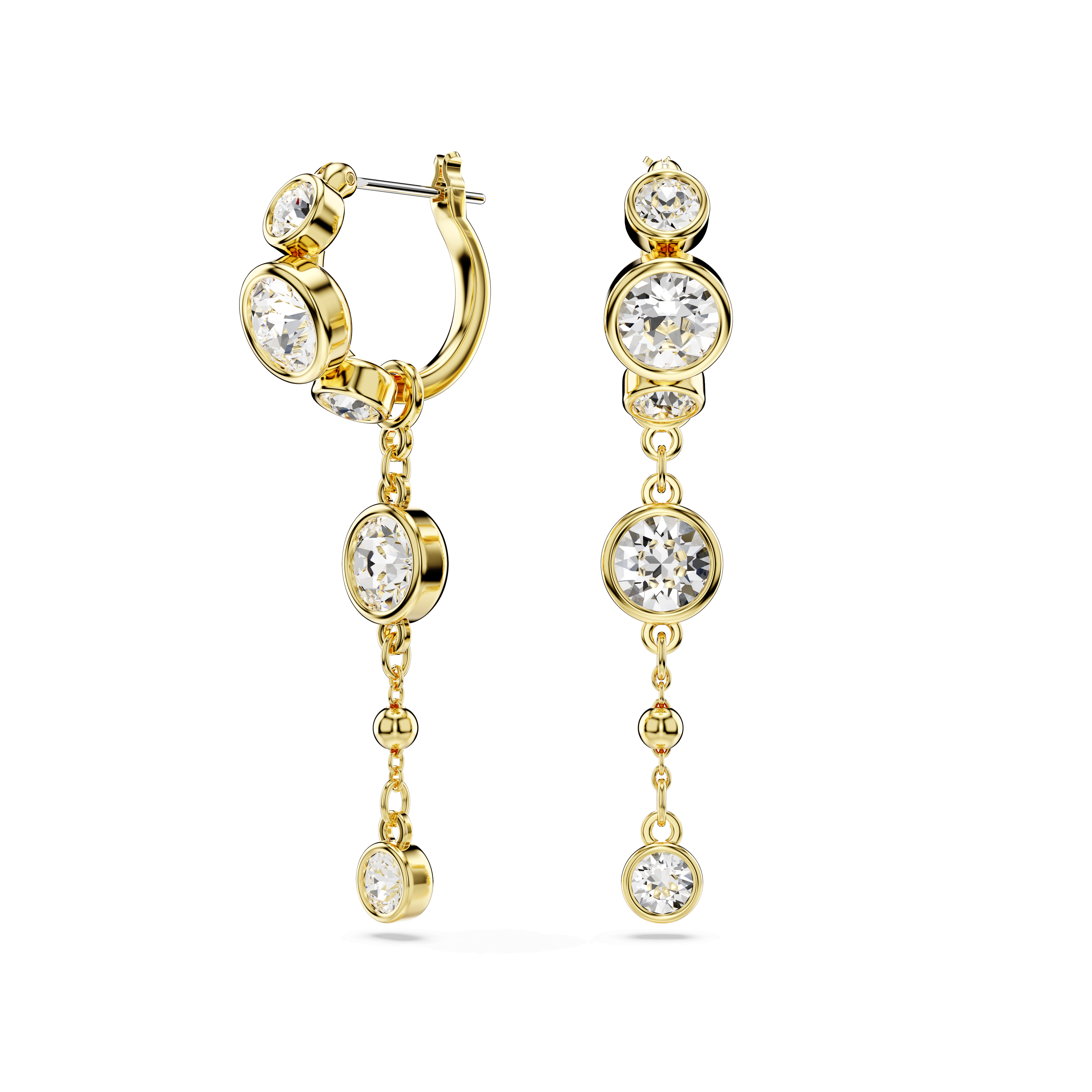 Swarovski Imber drop earrings, Round cut, White, 18K gold finish — article 5680097