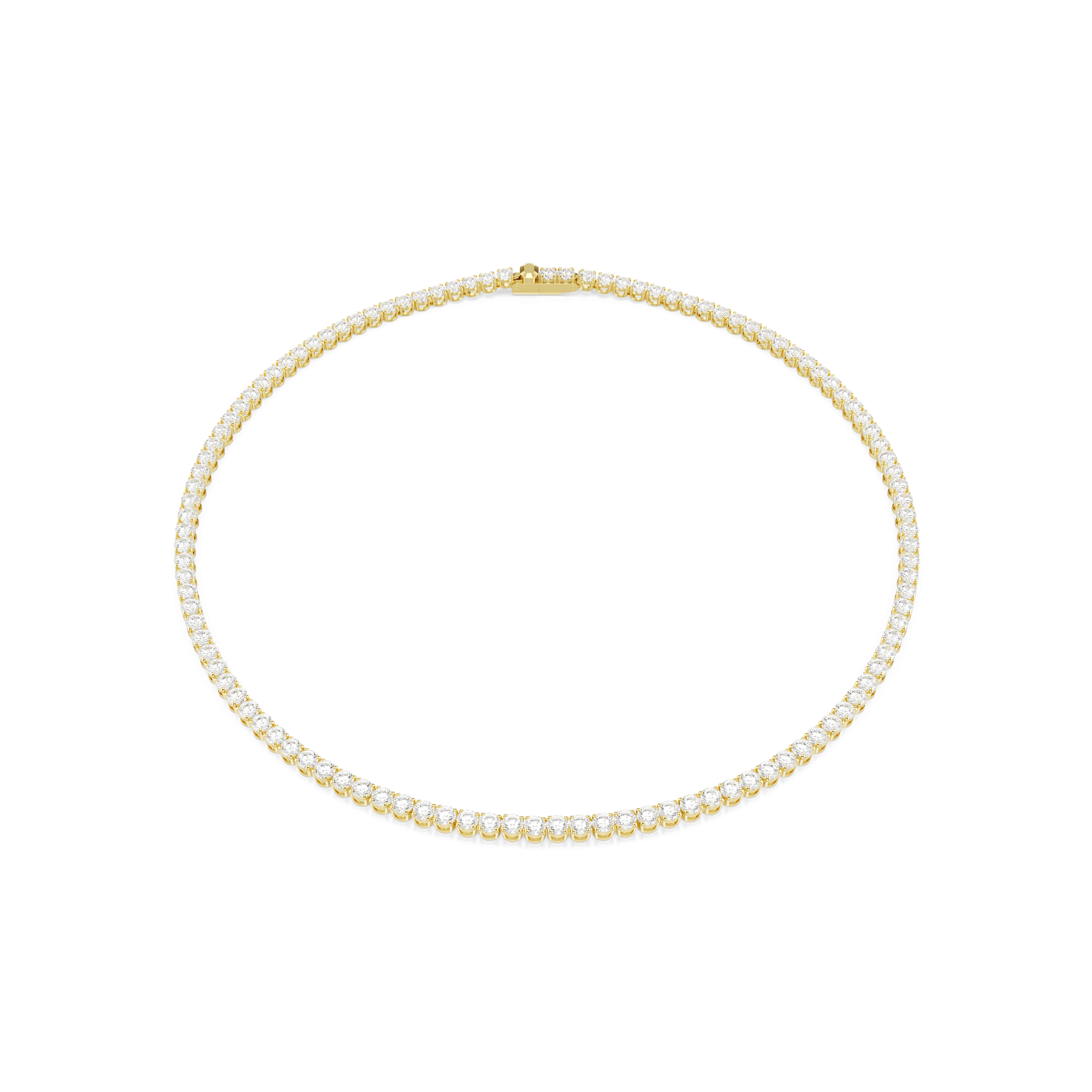 Swarovski Matrix Tennis necklace, Round cut, White, 18K gold finish — article 5681795