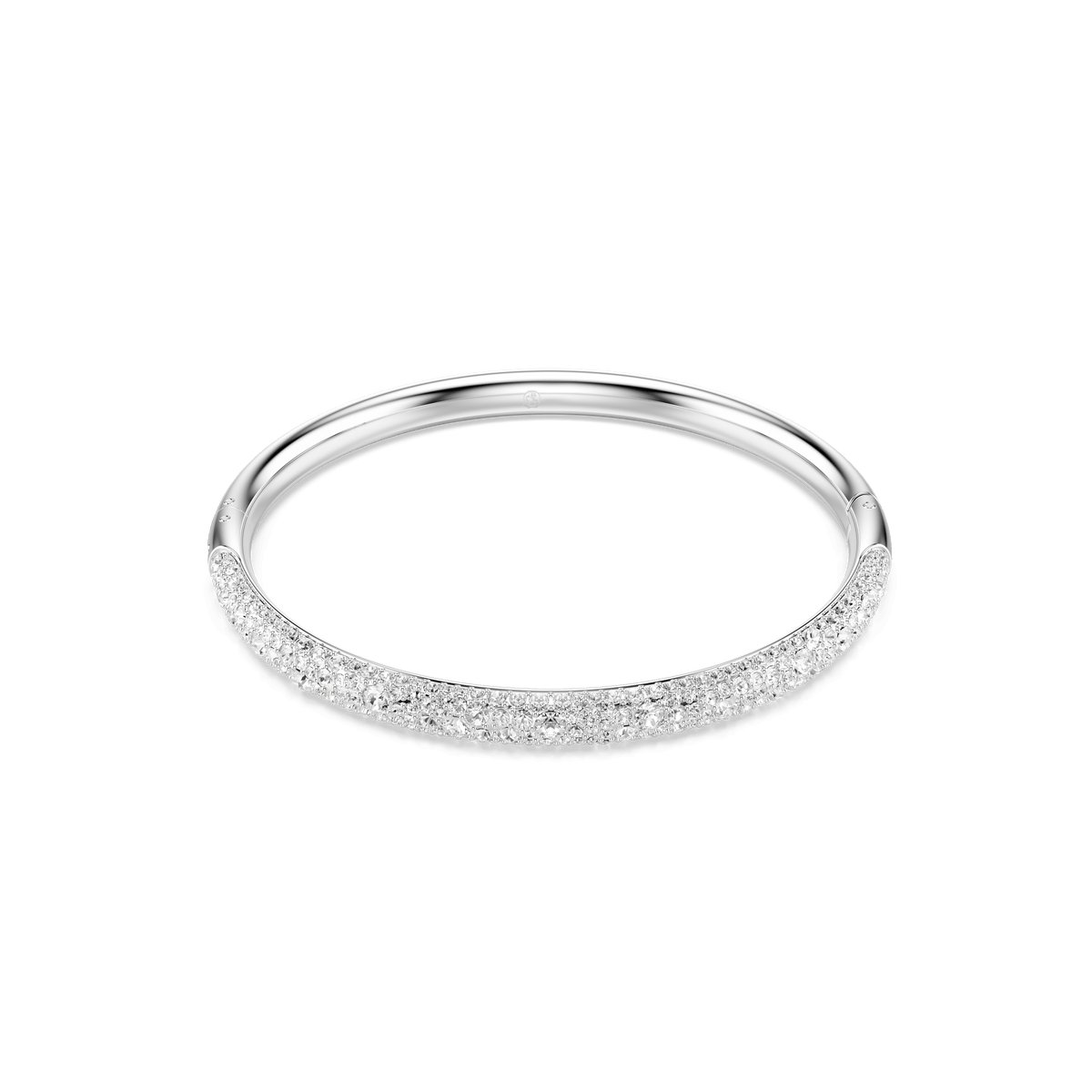 Sublima bangle, Snow pavé, White, Rhodium plated