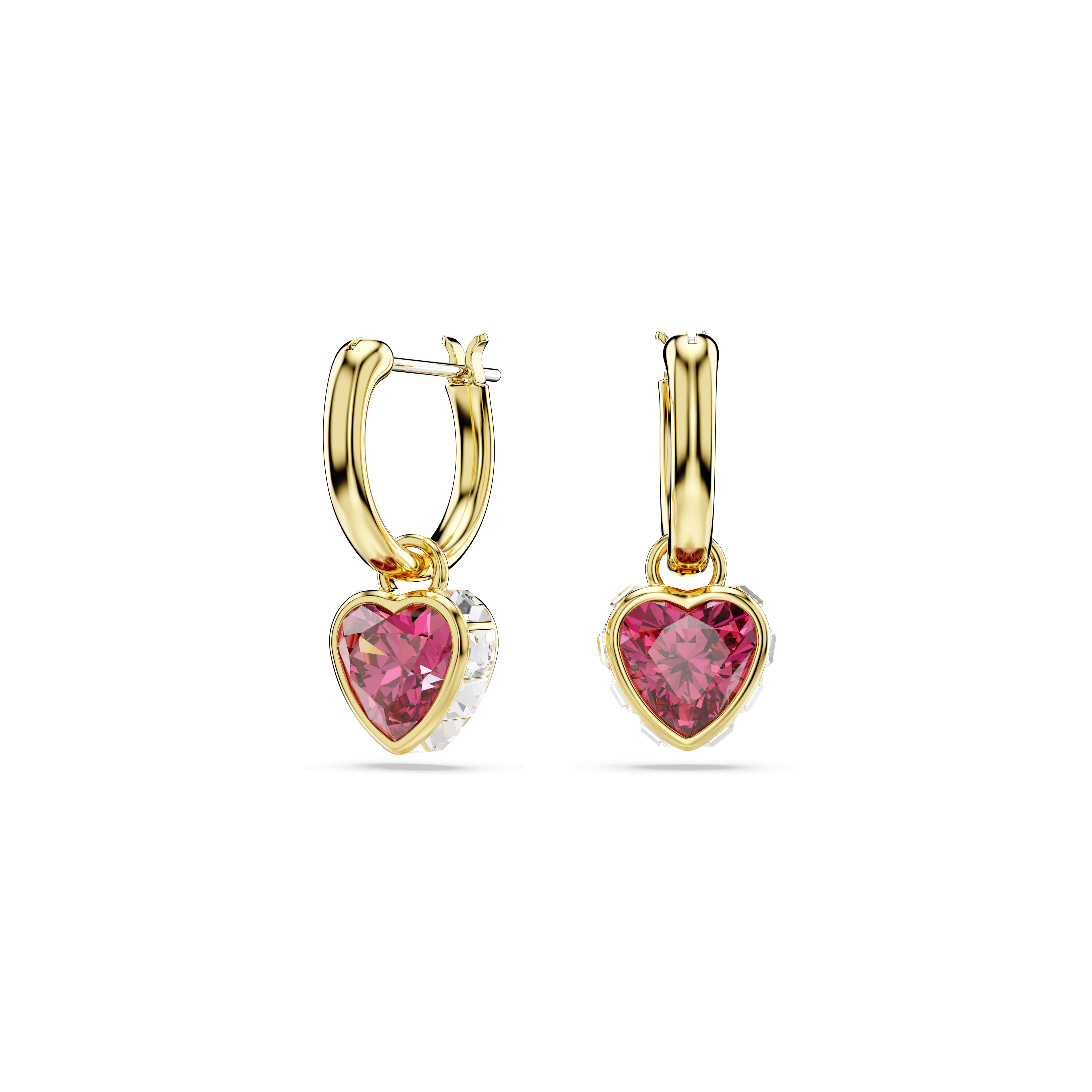 Swarovski Chroma drop earrings, Heart, Red, 18K gold finish — article 5684760