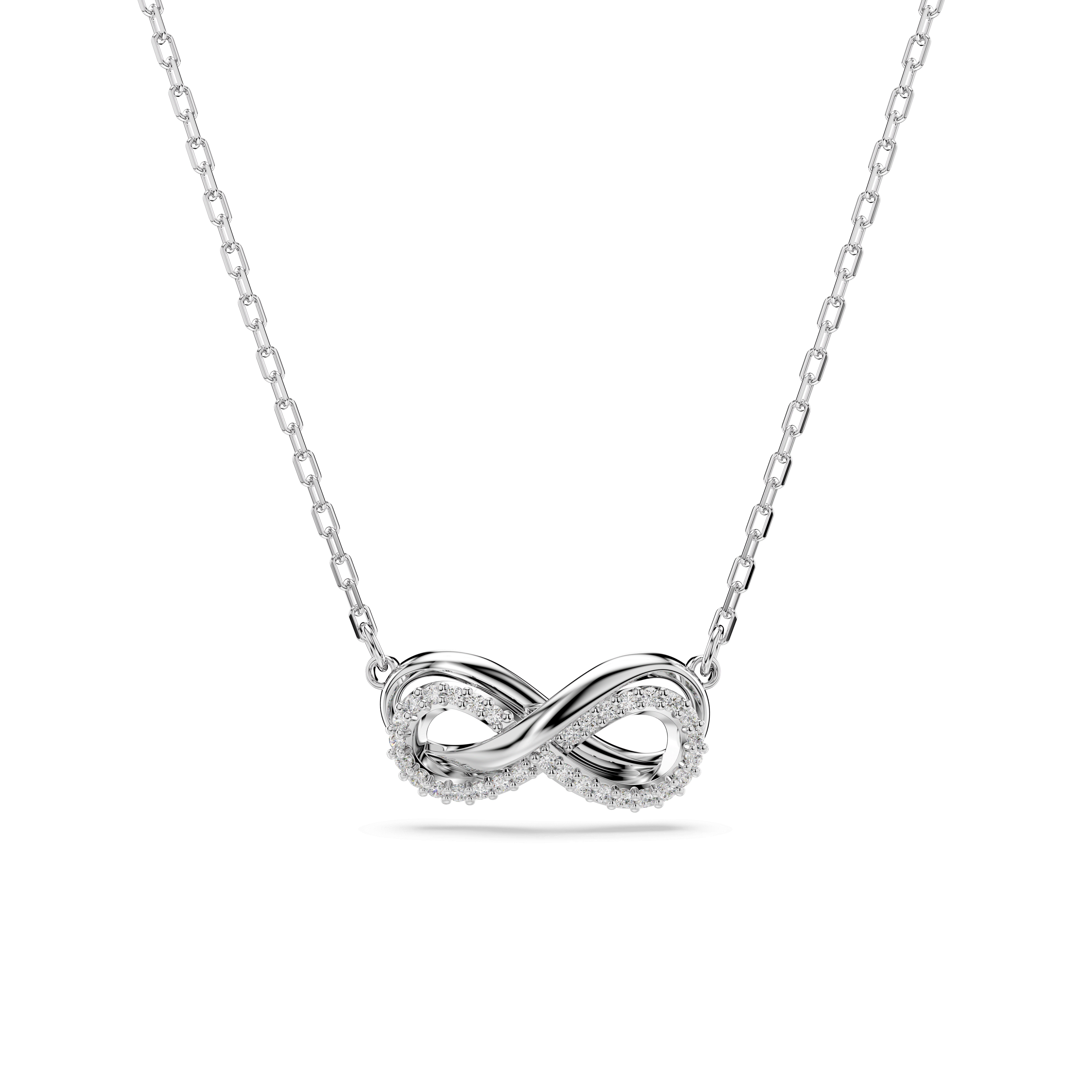 Swarovski Hyperbola pendant, Pavé, Infinity, White, Rhodium plated — article 5687265