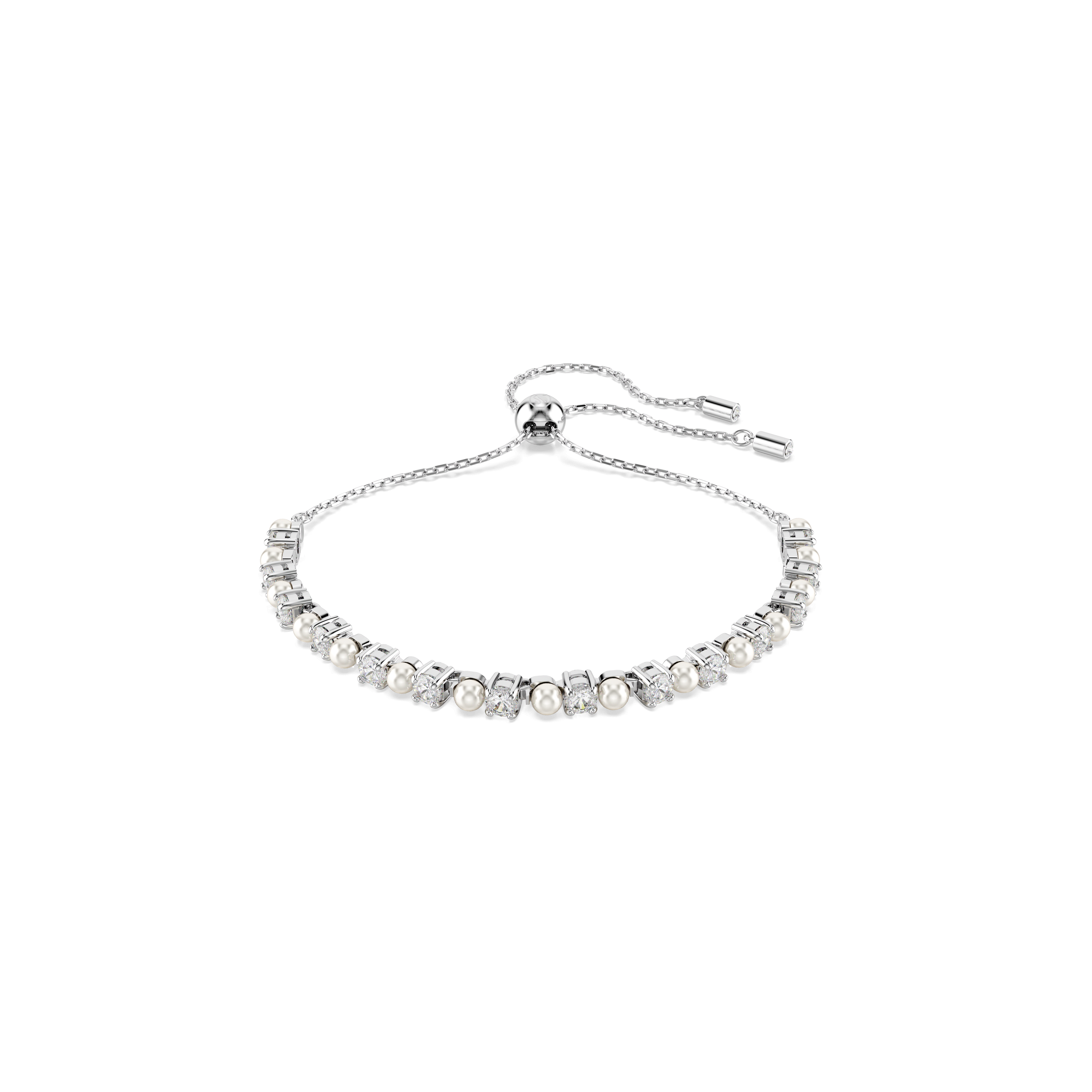 Swarovski Matrix bracelet, Crystal pearl, Round cut, White, Rhodium plated — article 5689633