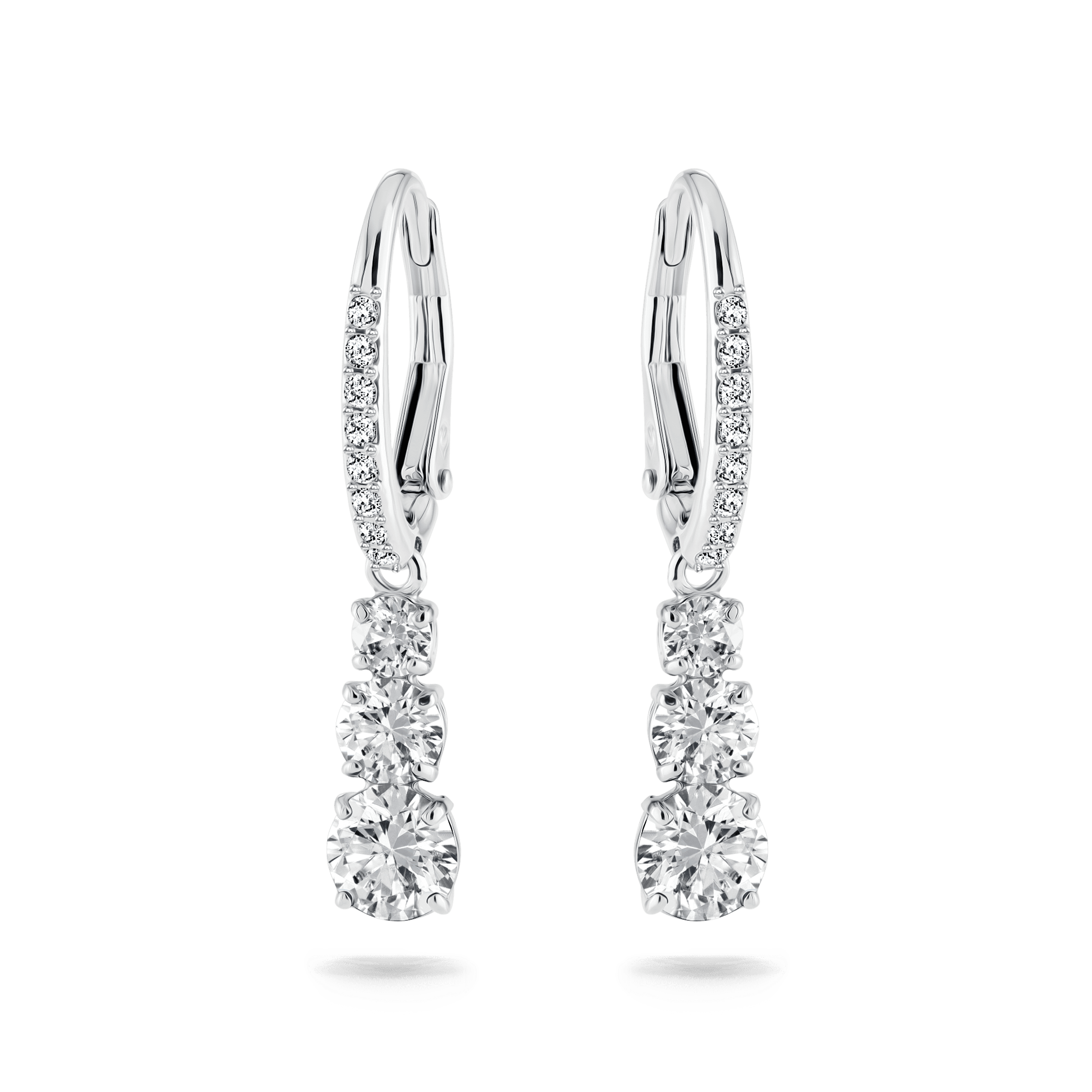 Swarovski Stilla Attract hoop earrings, Round cut, White, Rhodium plated — article 5689706
