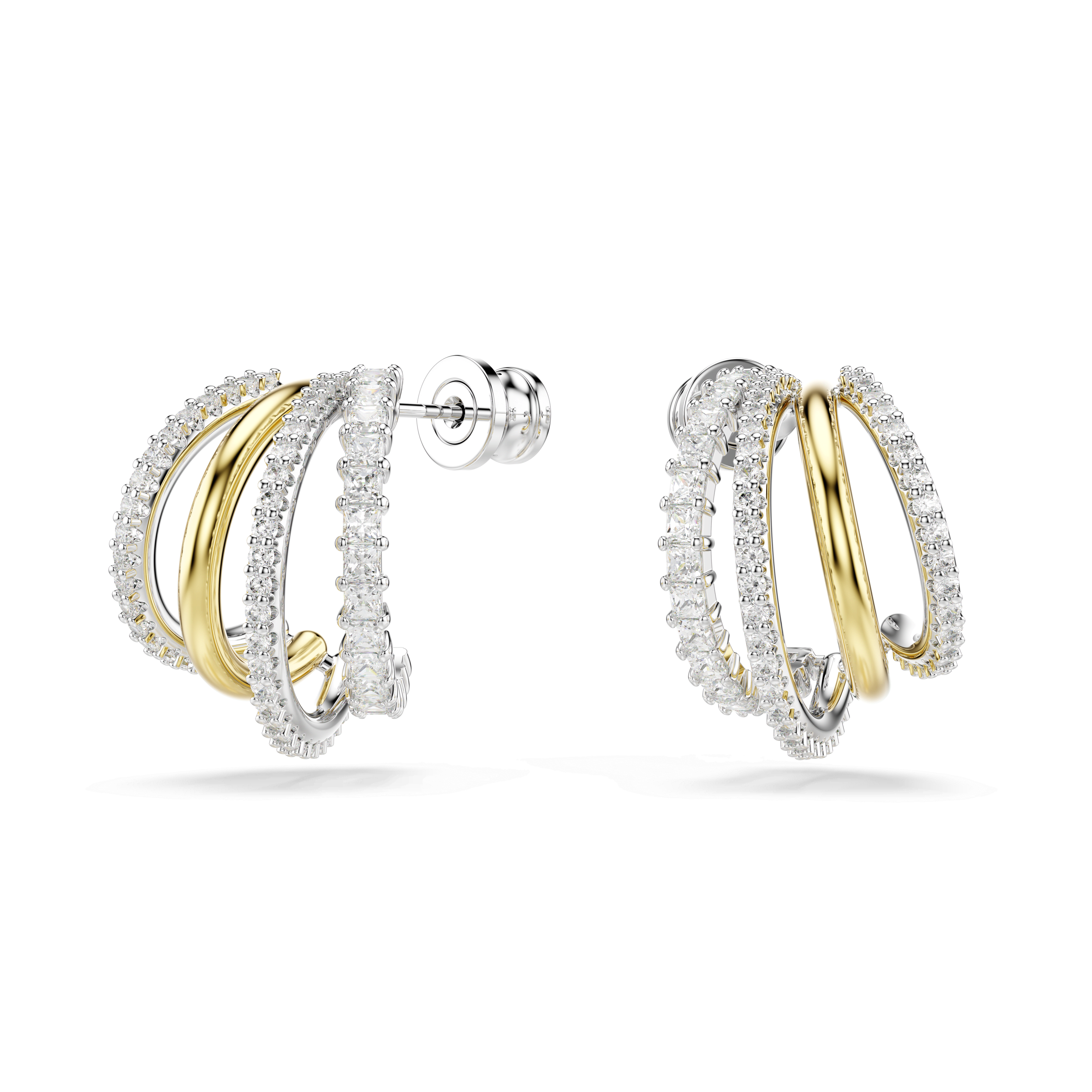 Swarovski Hyperbola hoop earrings, Mixed cuts, Mini, White, Mixed metal finish — article 5689718