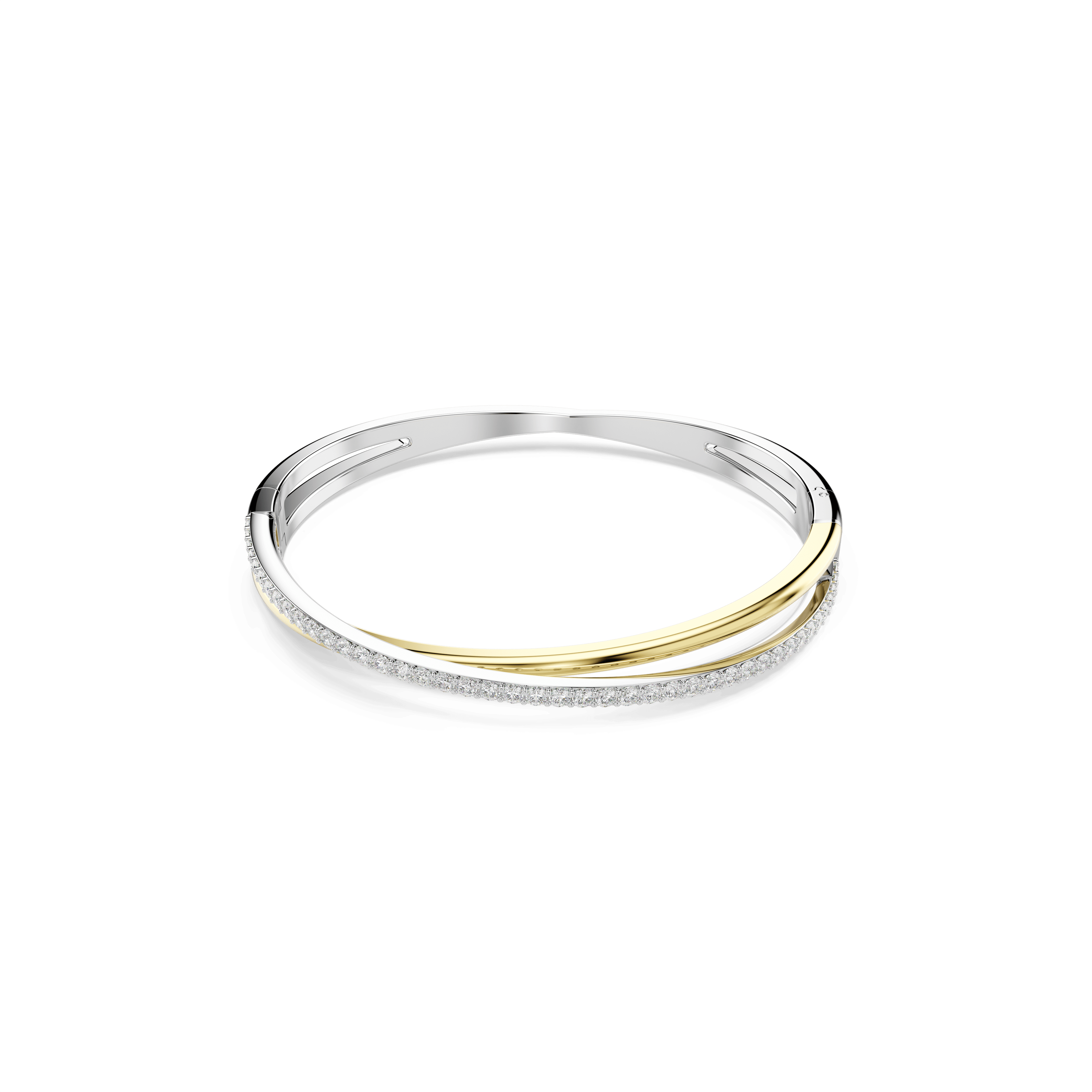 Swarovski Hyperbola bangle, Round cut, White, Mixed metal finish — article 5689722