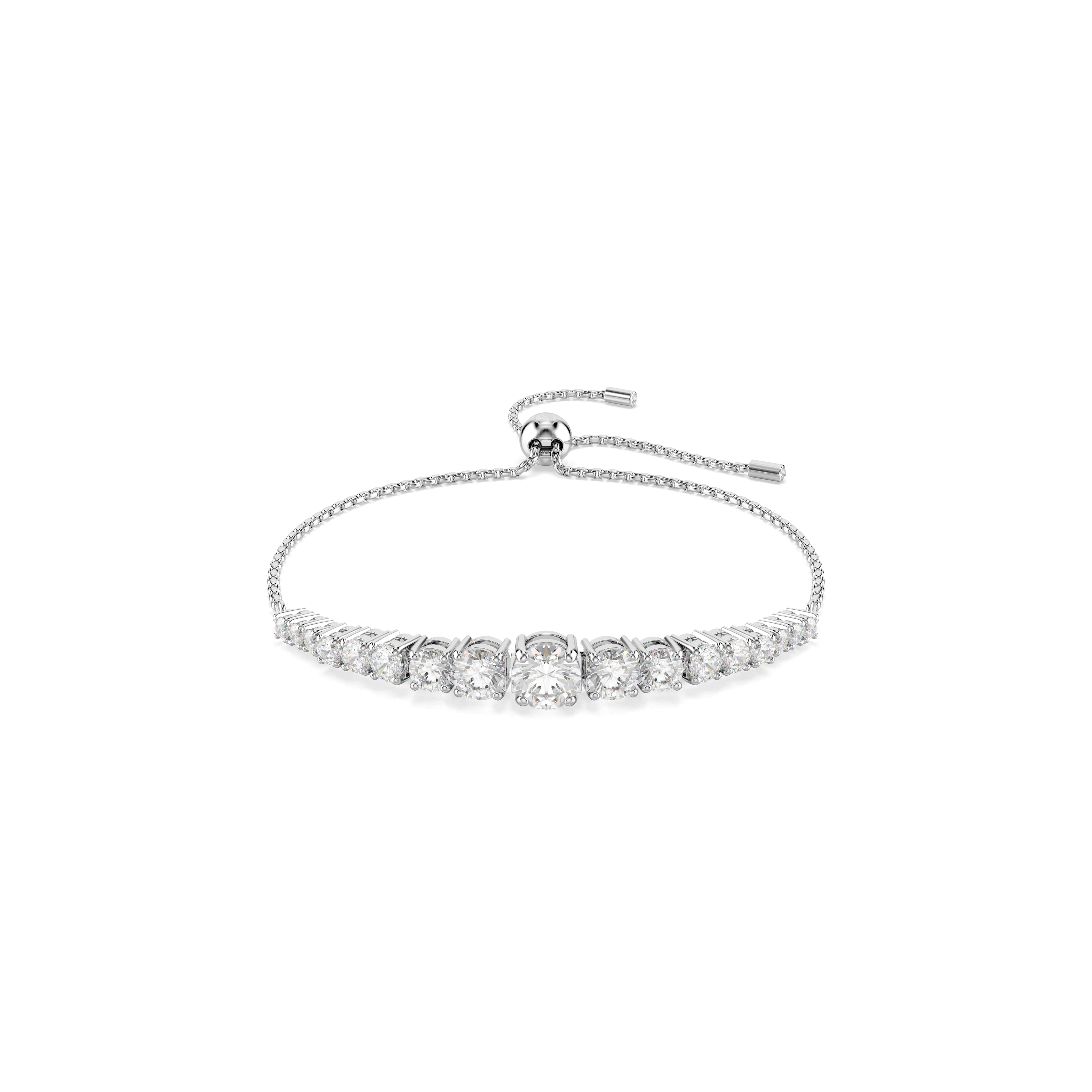 Swarovski Matrix bracelet, Gradient of round cuts, White, Rhodium plated — article 5690677