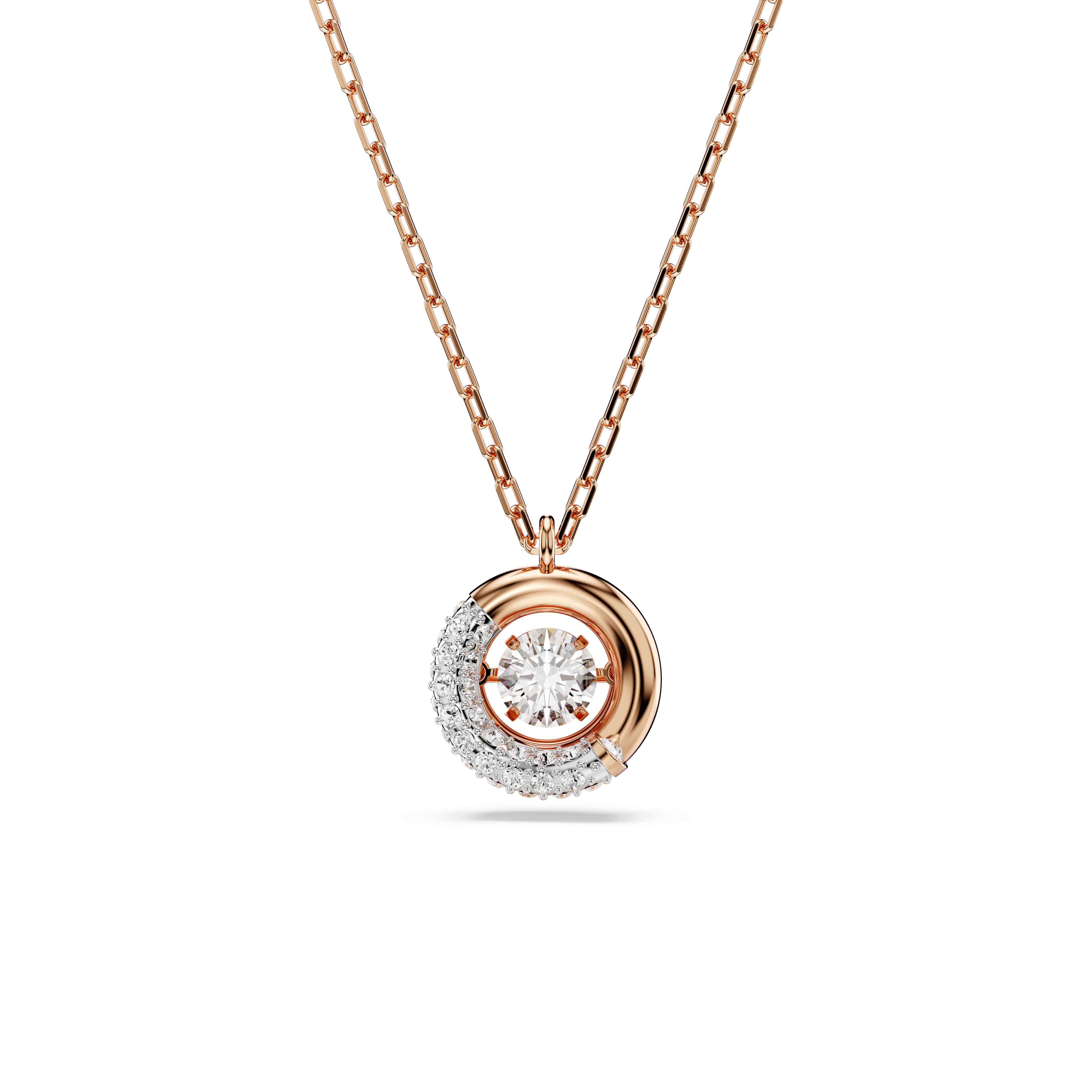 Swarovski Dextera pendant, Round cut, White, 18K rose gold finish — article 5692257