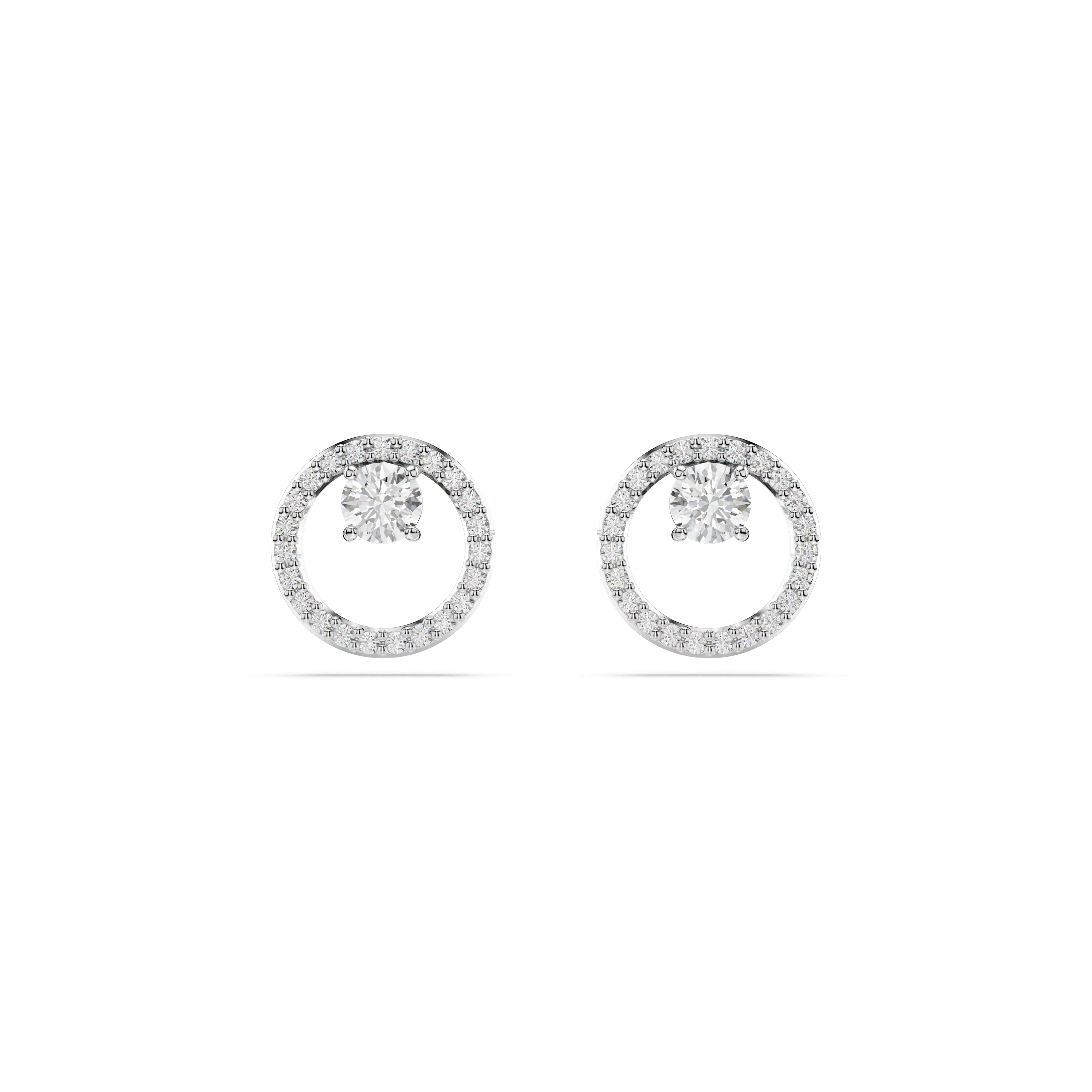 Swarovski Constella stud earrings, Round cut, White, Rhodium plated — article 5692262