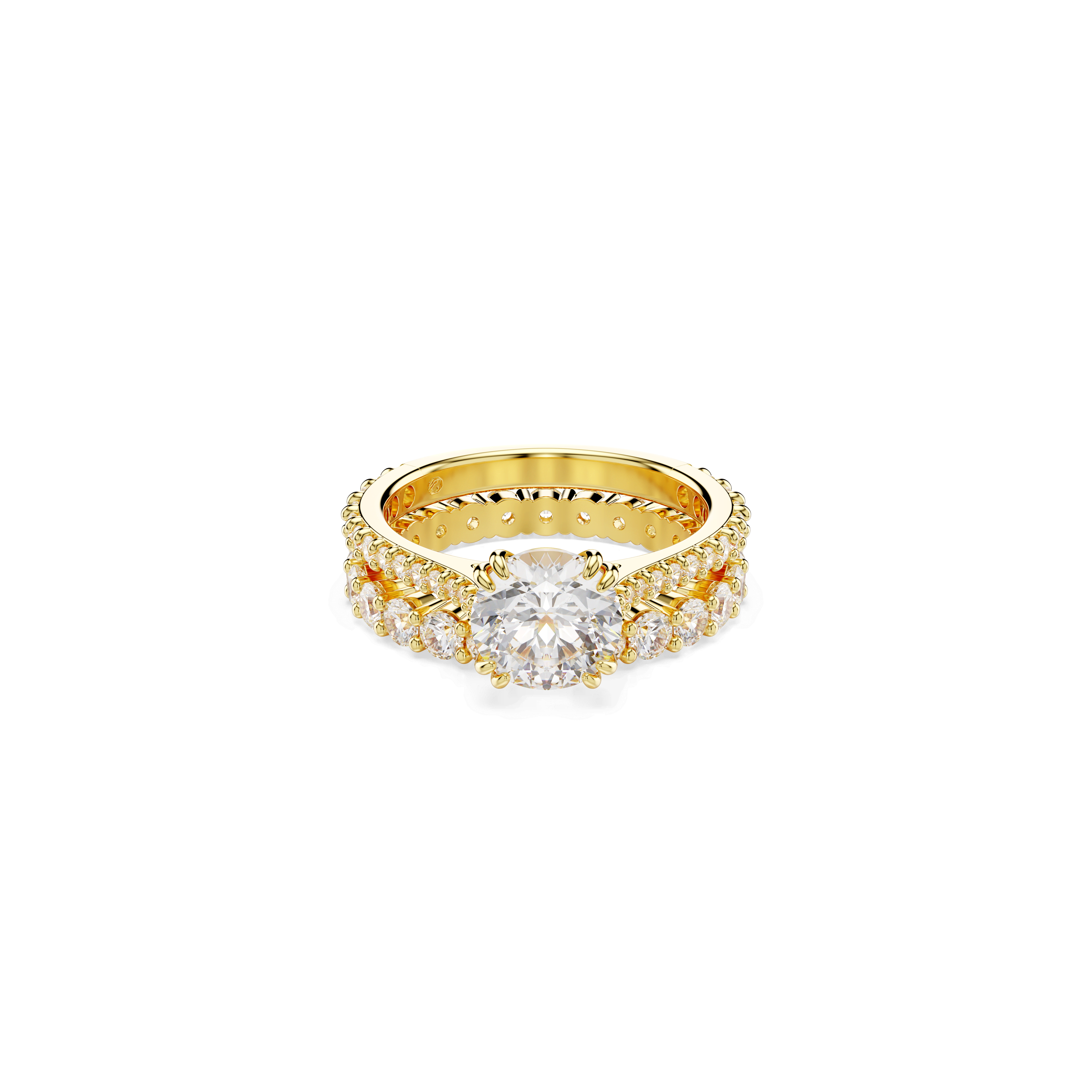 Swarovski Stilla ring, Set (2), Round cut, White, 18K gold finish — article 5693508